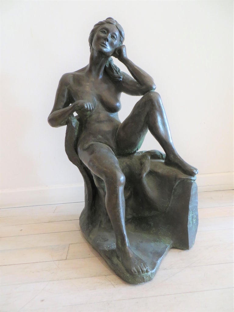 Seated Nude Woman - Sculpture by Dora Navon