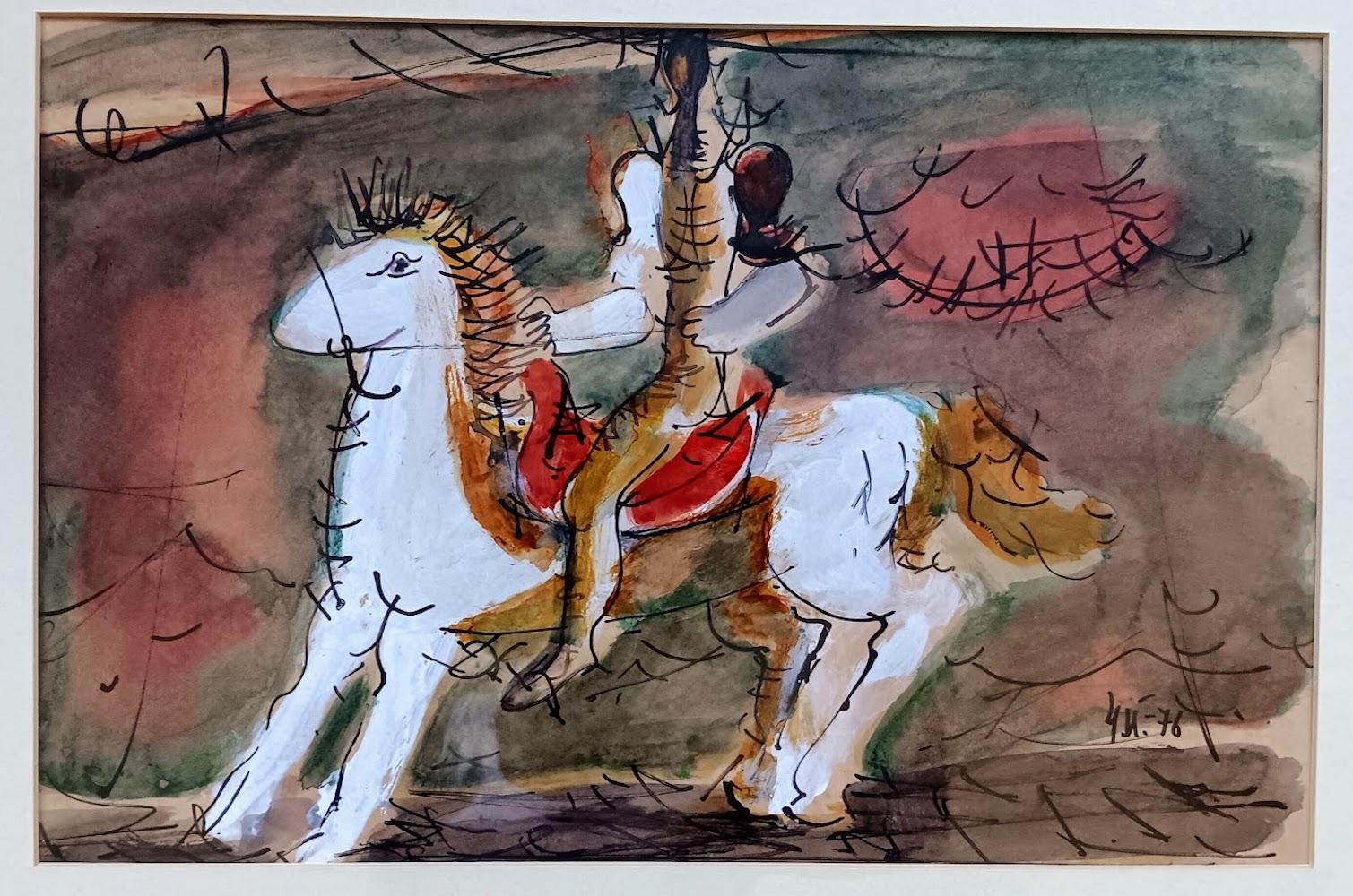 Unknown Animal Art - Karo Mkrtchyan "The Rider" Original Gouache, 1976