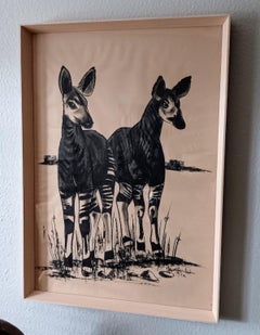 Antilopes, Dibujo de Jean Poulain, Enmarcado