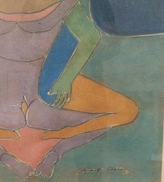 Beach Dance in Brazil, Watercolour, Signed