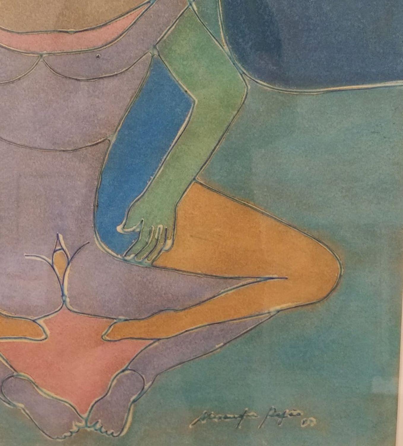 Very pretty modern watercolor by a Bresilien artist, framed.