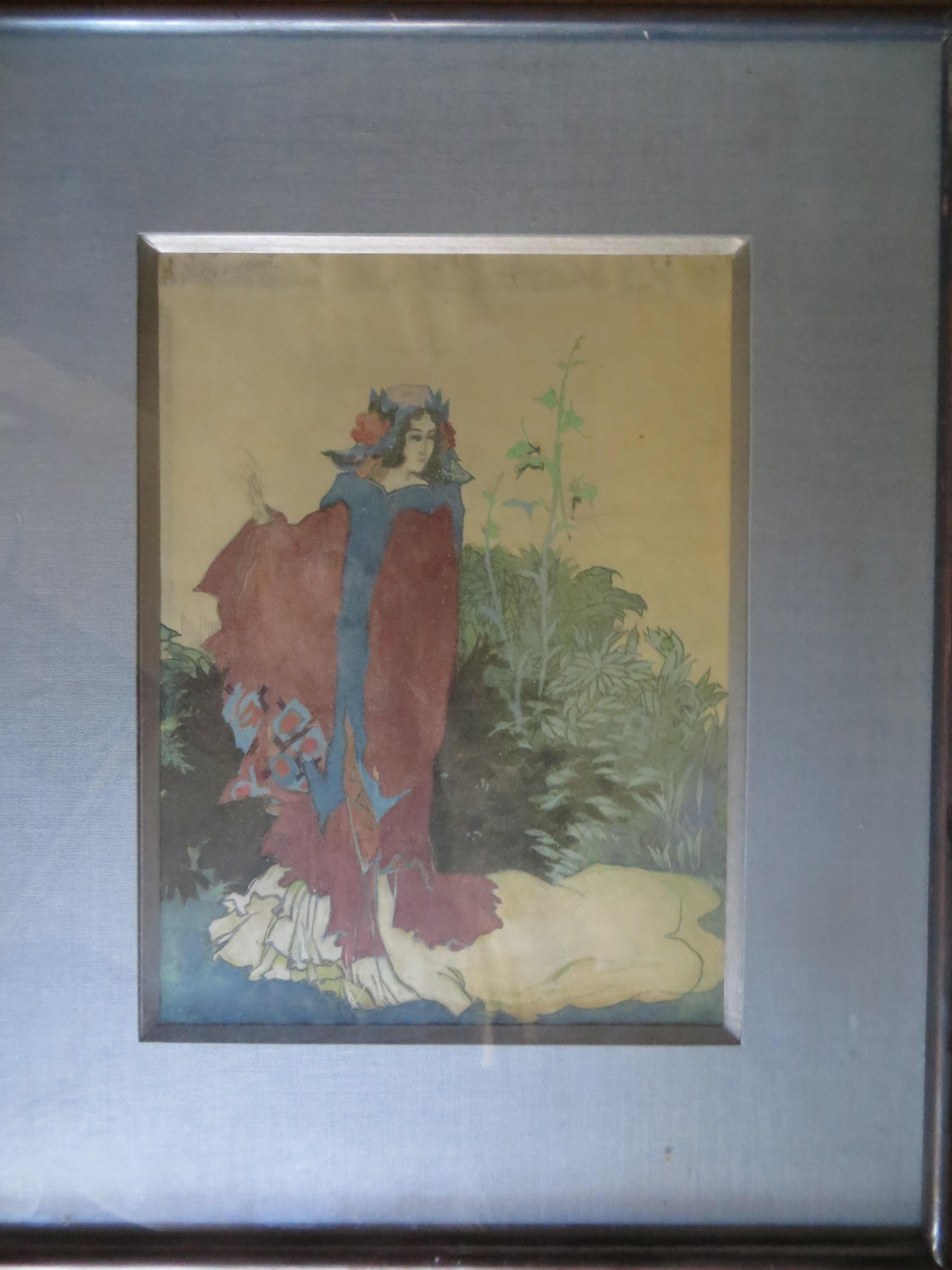 Original Aquarell von Delovincourt Fashion, signiert im Angebot 1