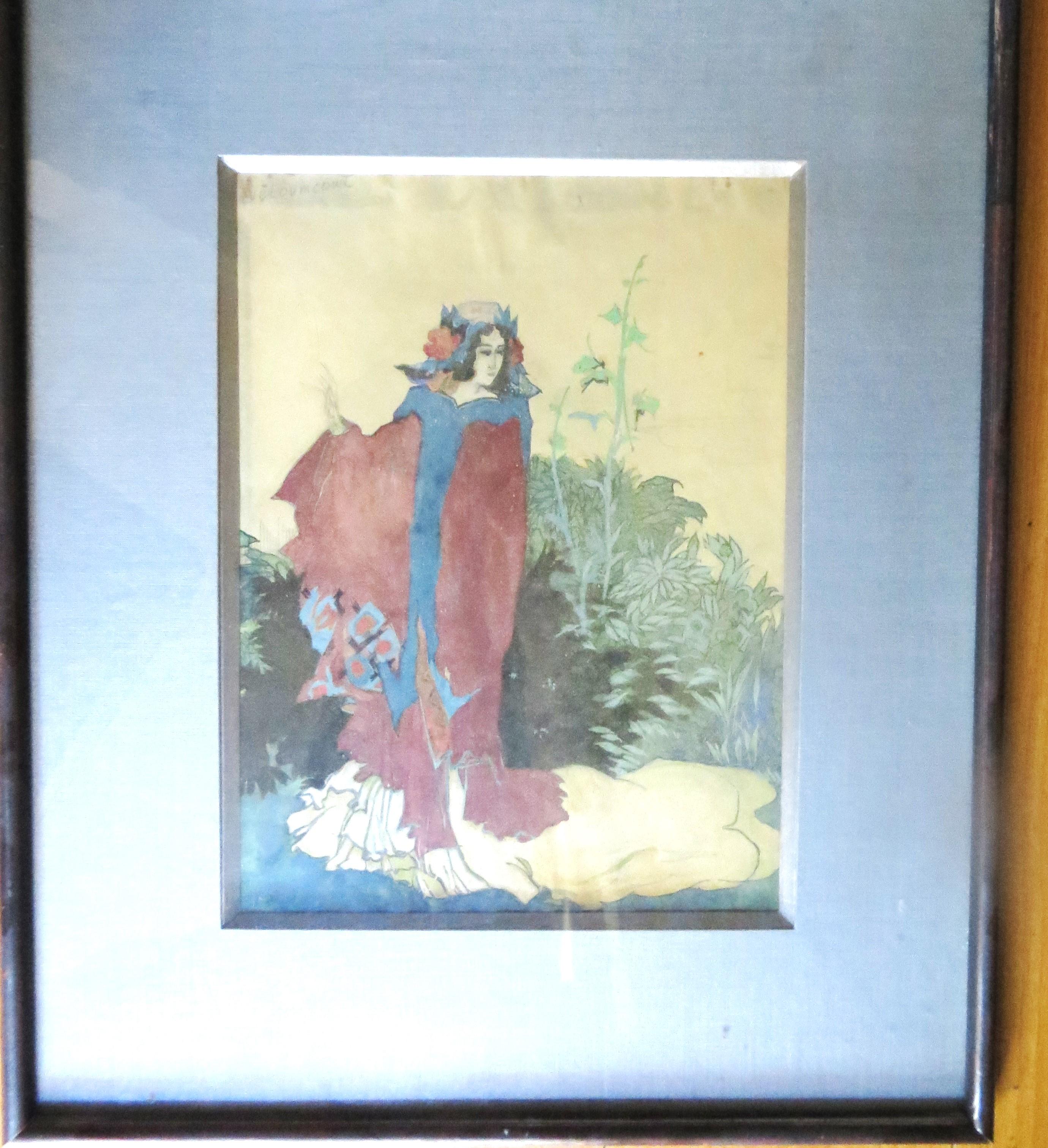 delovincourt Portrait – Original Aquarell von Delovincourt Fashion, signiert