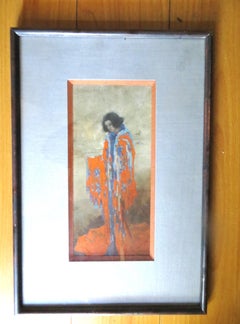 Orangefarbenes Aquarell-Kleid von Delovincourt