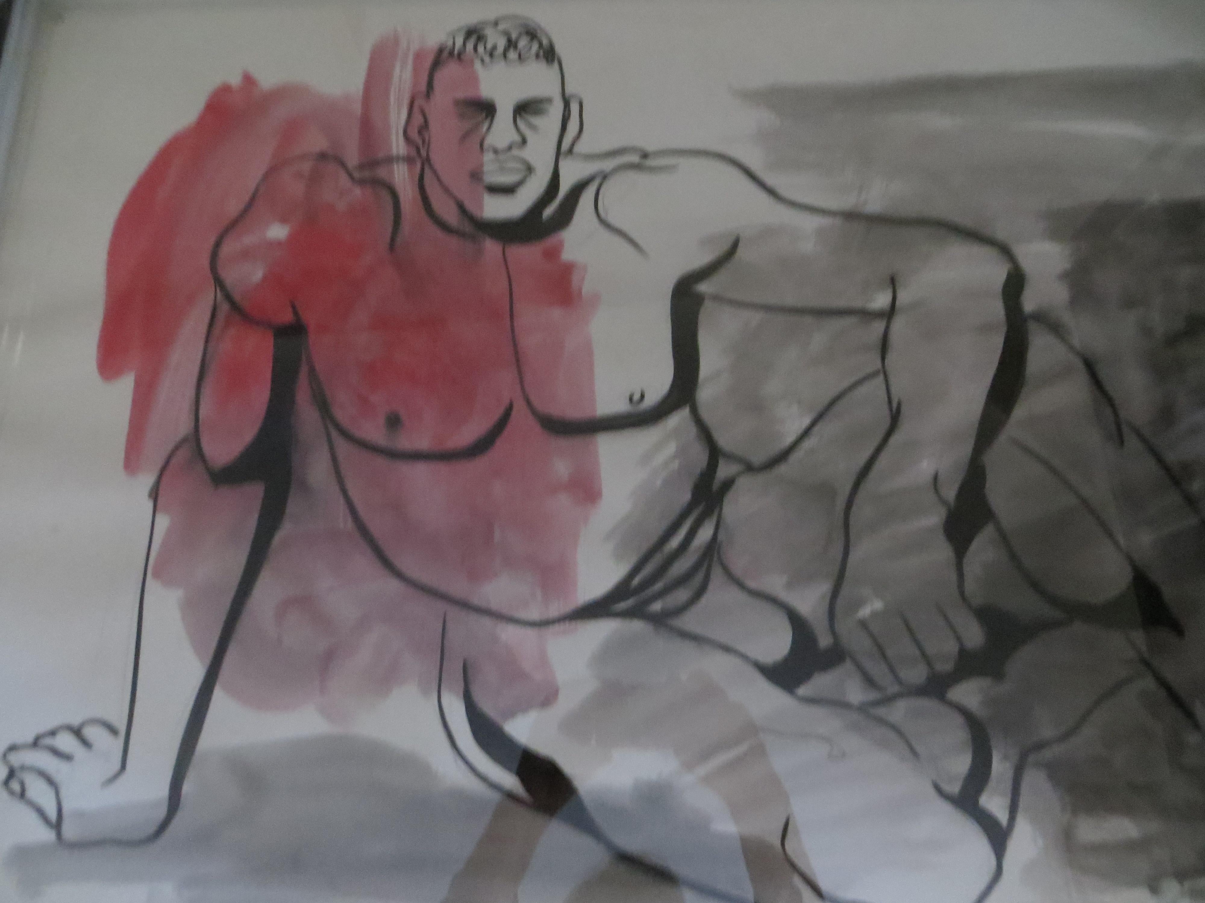 Male Black  Nude Original drawing by Duval Eliot