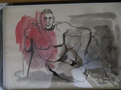 Hombre Negro  Desnudo Dibujo original de Duval Eliot