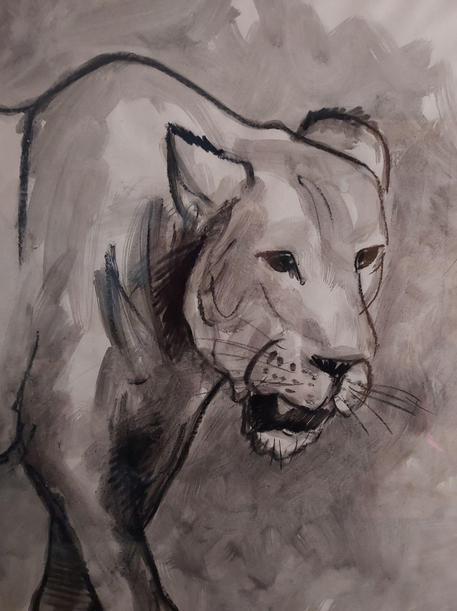 Lioness in the Savannah von Jean Poulain im Angebot 5