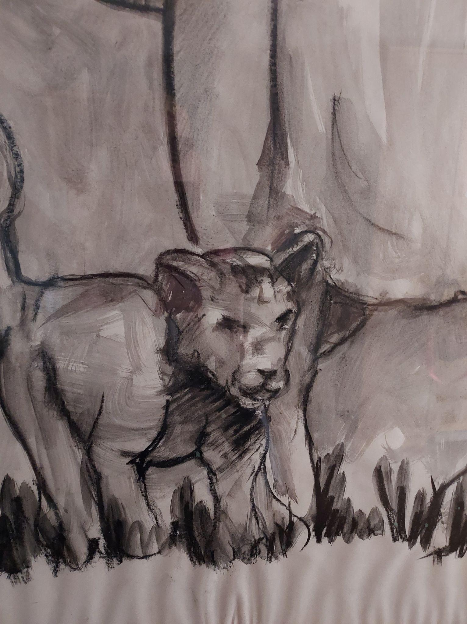 Lioness in the Savannah von Jean Poulain im Angebot 3