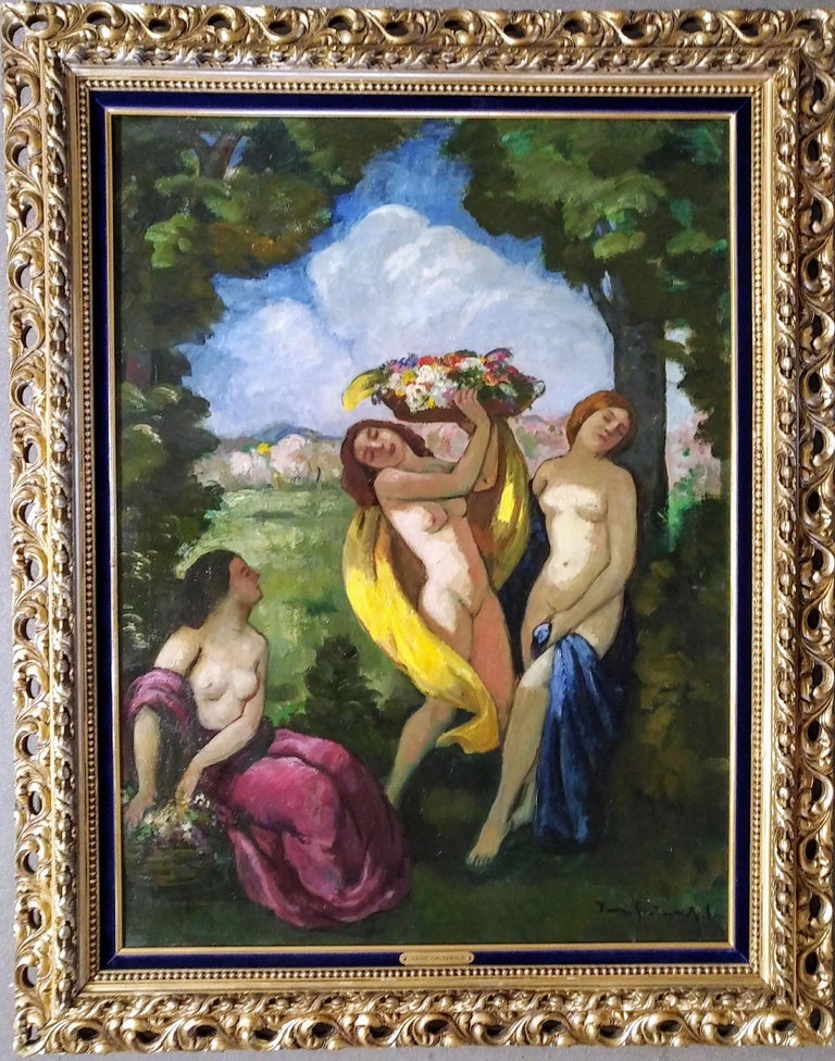 Béla Iványi-Grünwald Figurative Painting - "Three Nudes"