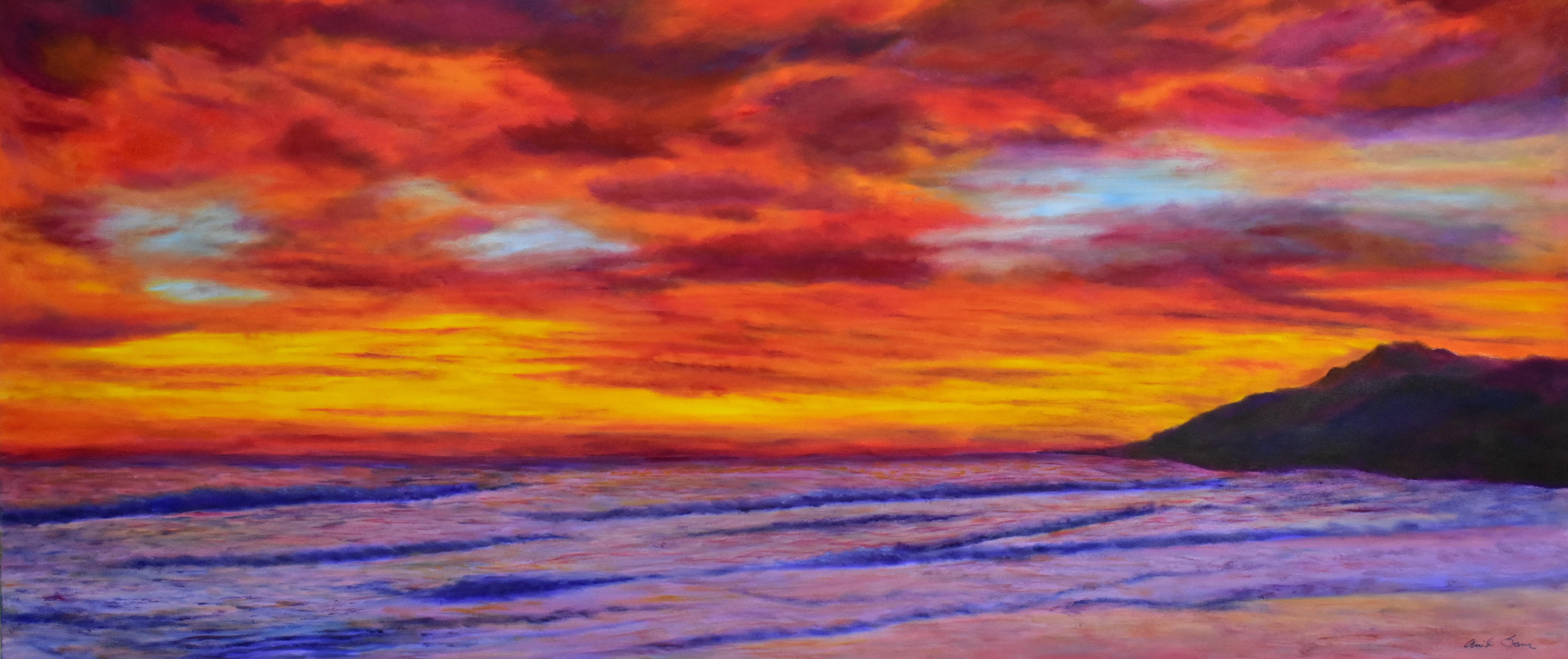 Anil Sawe Landscape Painting - Panoramic Hawaian Sunset 
