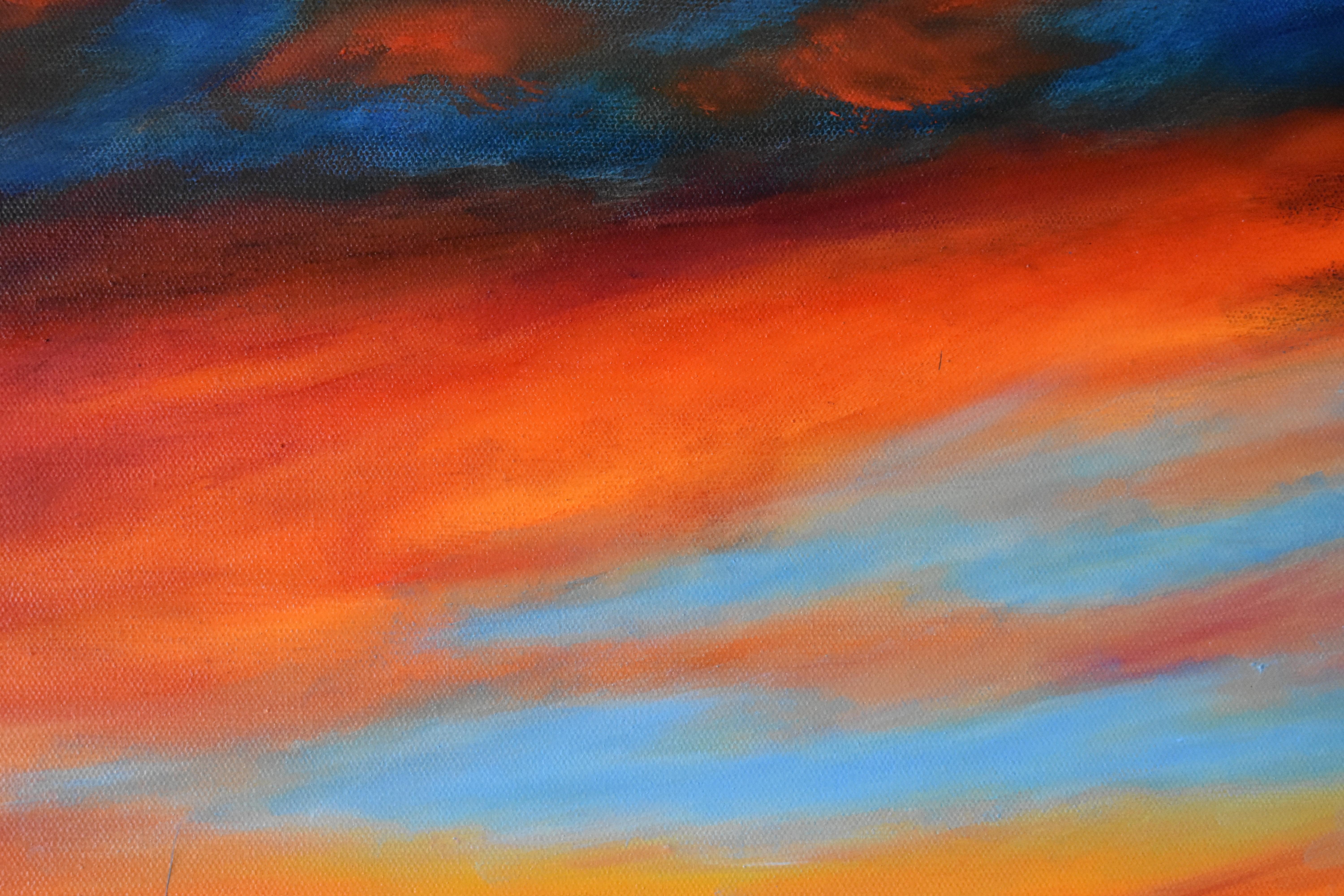 Sunset Vibrance  - Orange Landscape Painting by Anil Sawe