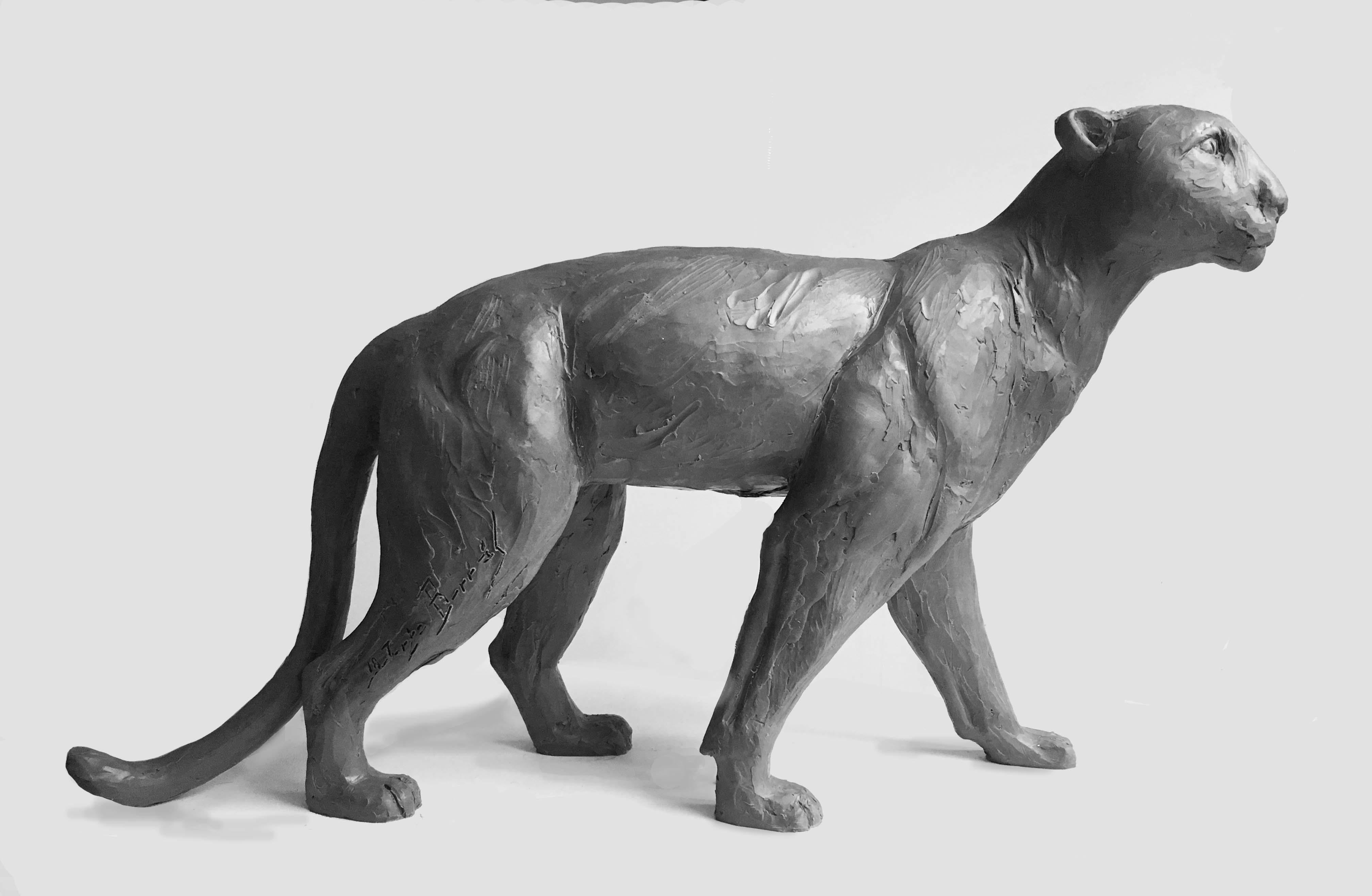 Figurative Sculpture de Jorge Borras - Panthere curieuse