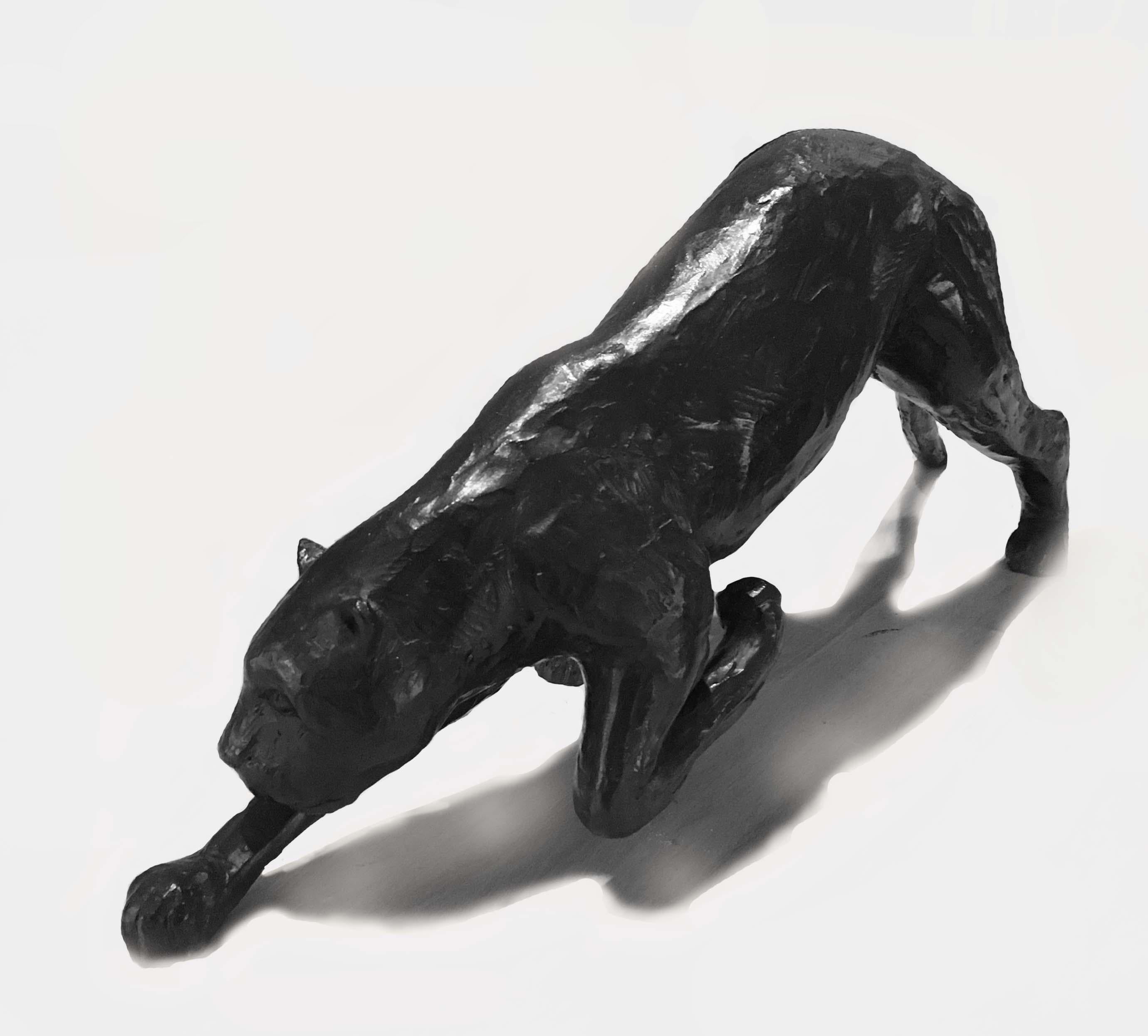 Jorge Borras Still-Life Sculpture - Panthère noire guettant 