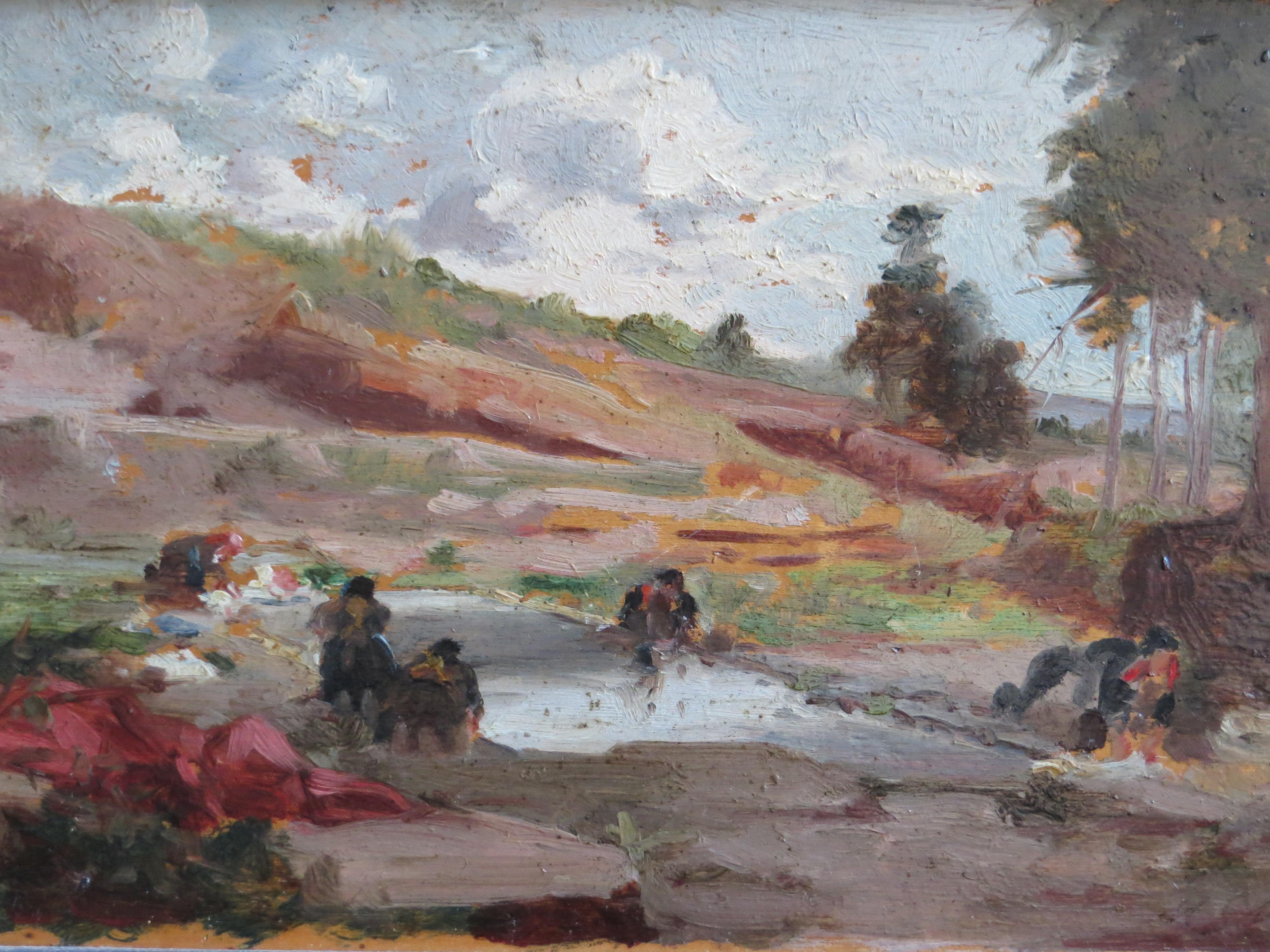 Lavenders am Rande des Flusses  – Painting von Manuel Mendez