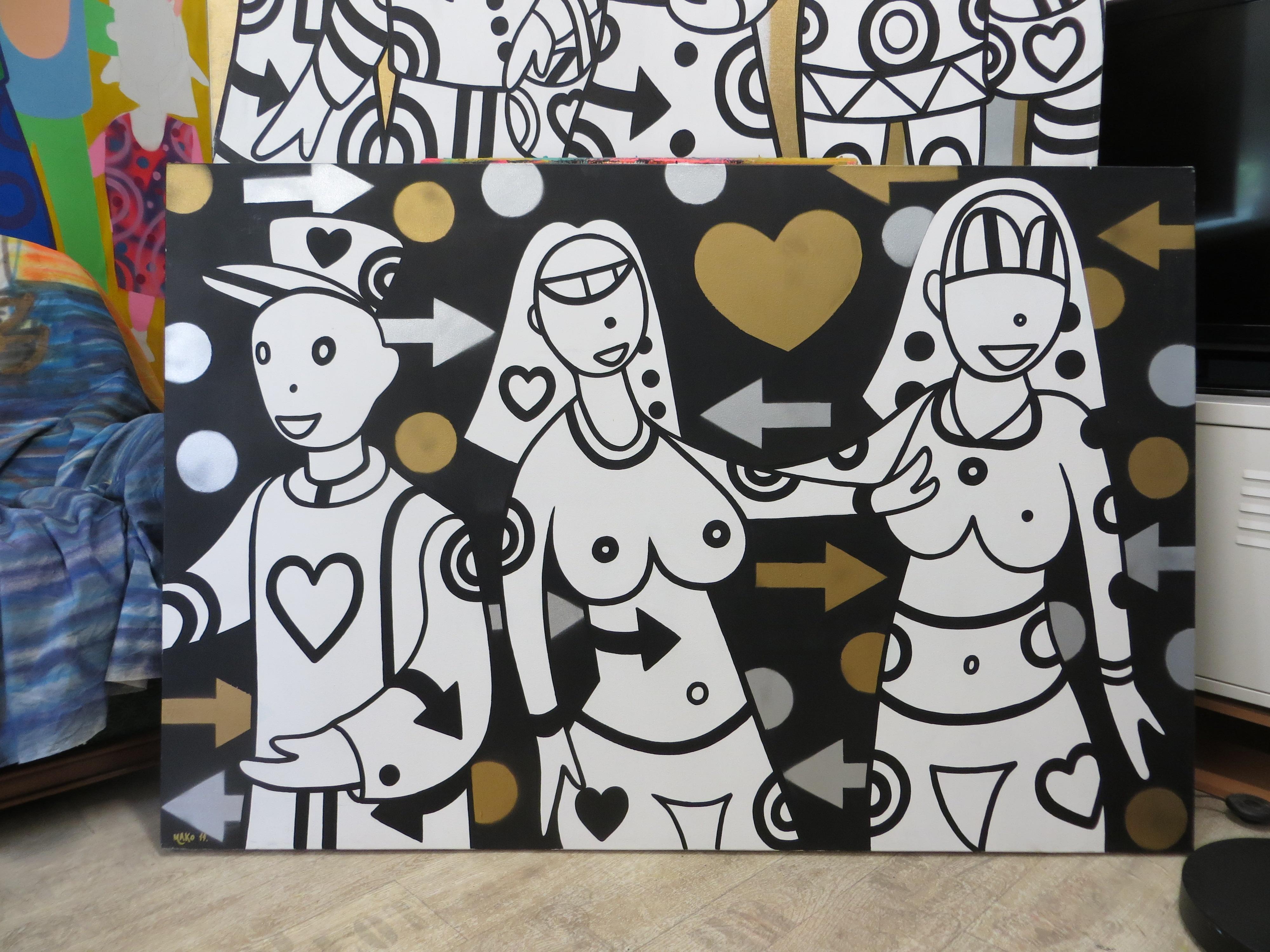 After Estree Sisters from the Louvre  - Pop Art Painting by Michel Yakovliev