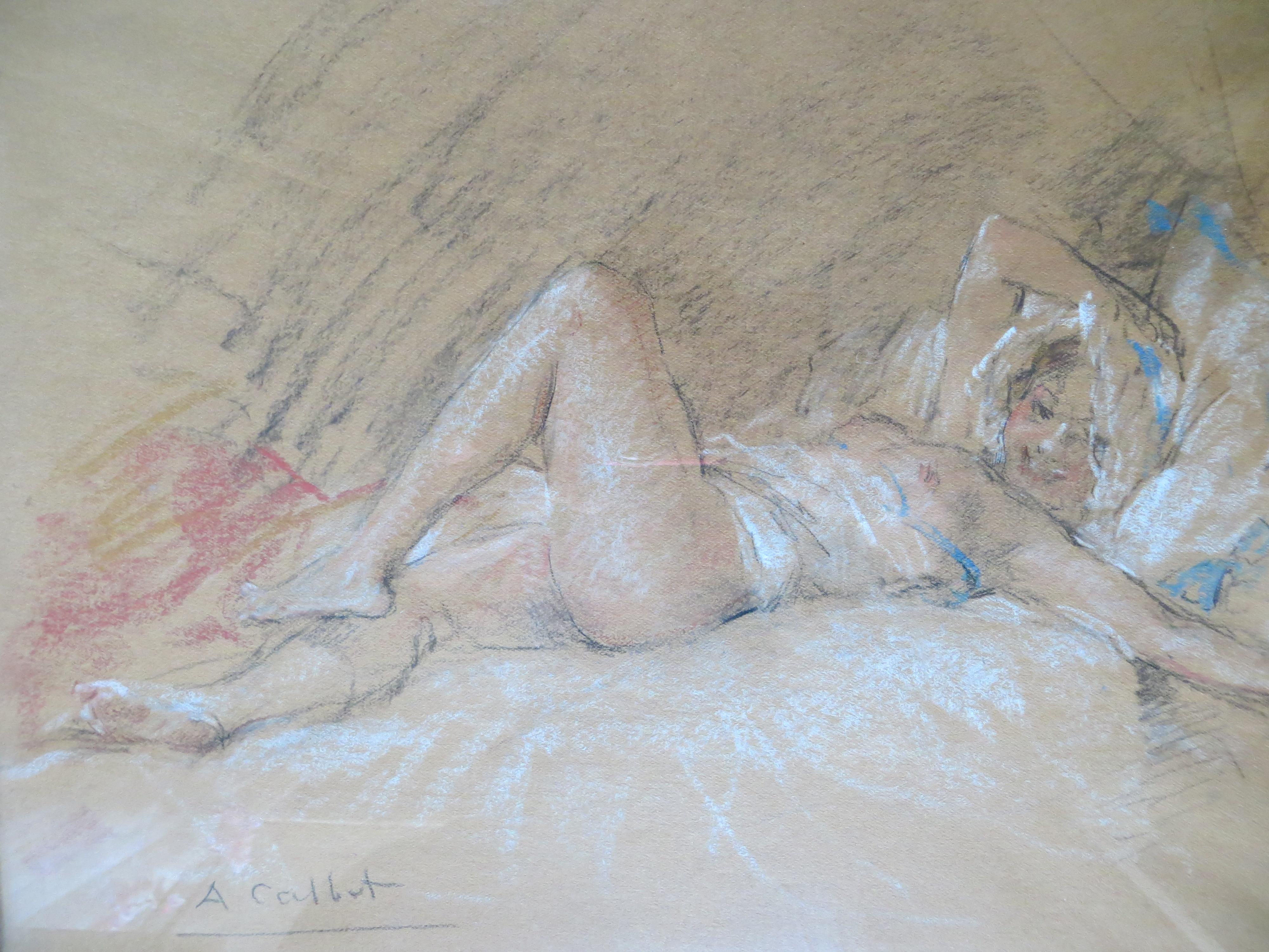 Nudefarbene Slumbers (Impressionismus), Art, von Antoine Calbet