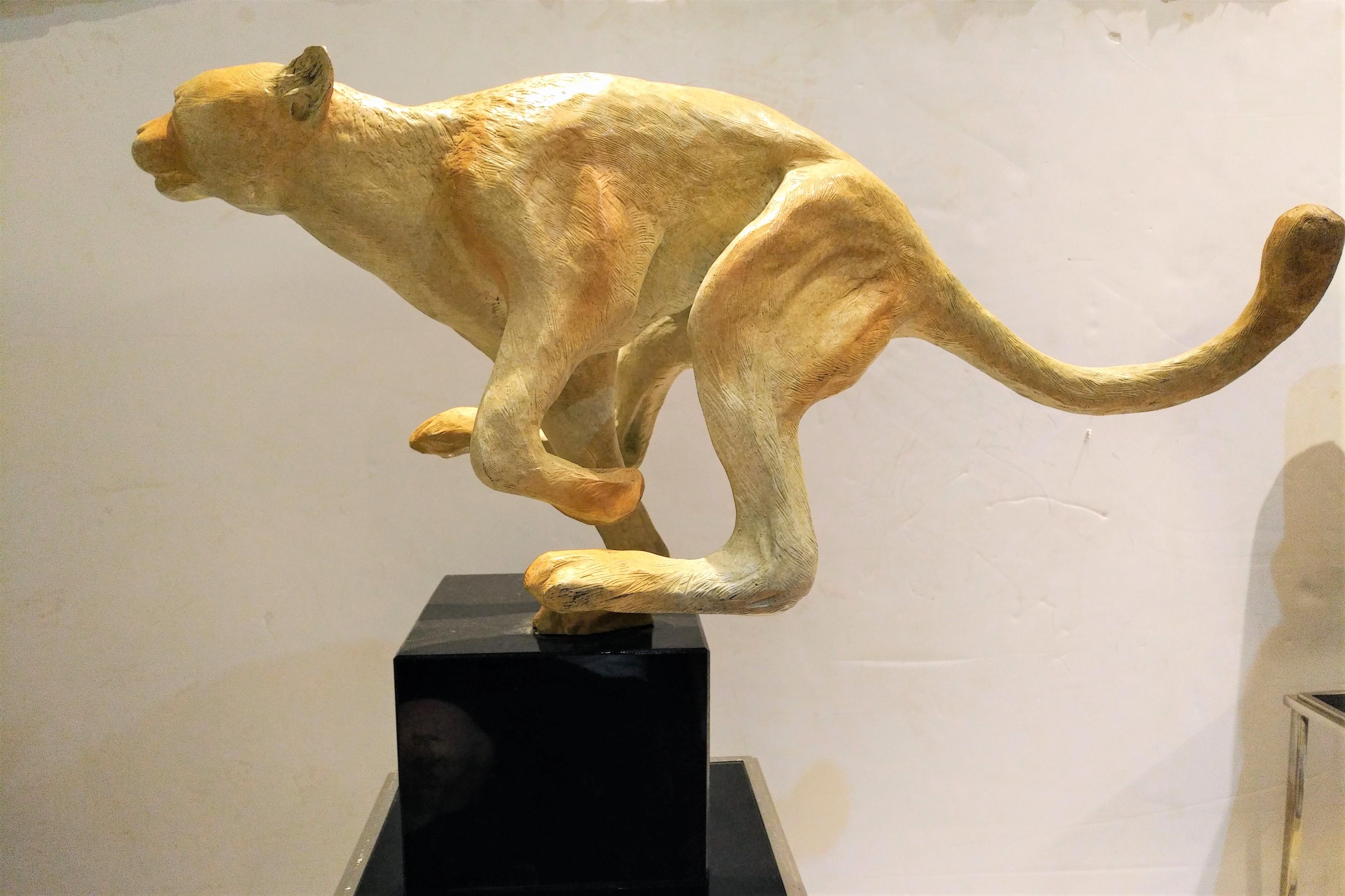 Unknown Figurative Sculpture - Cheetah in Bronze 