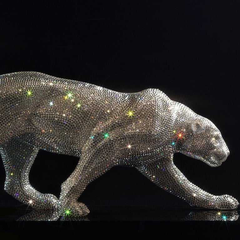 Ives Pires - Cheetah covered with Swarovski crystals For Sale at 1stDibs