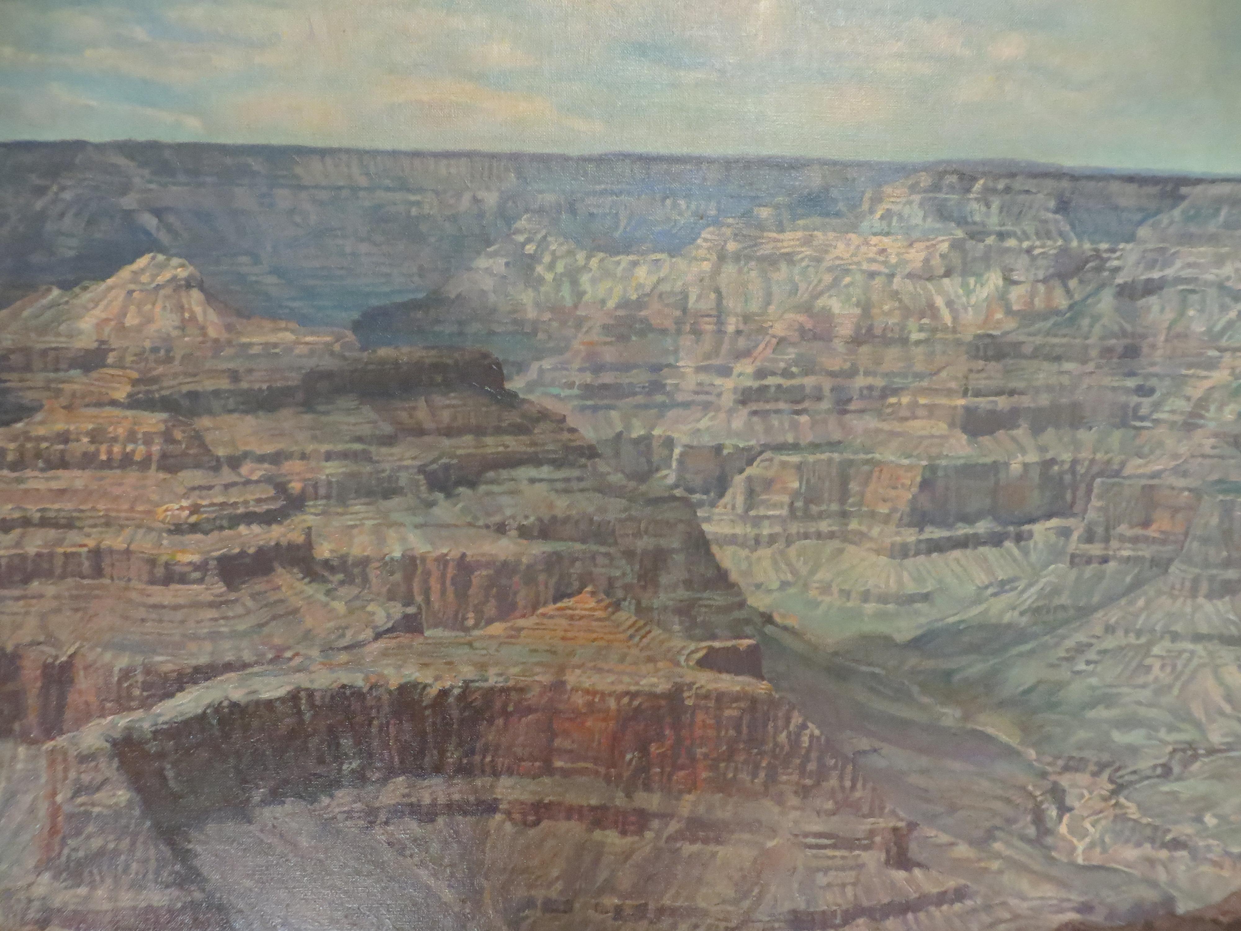 Grand Canyon view from Maricopa point  - Gray Landscape Painting by Albert Londraville 