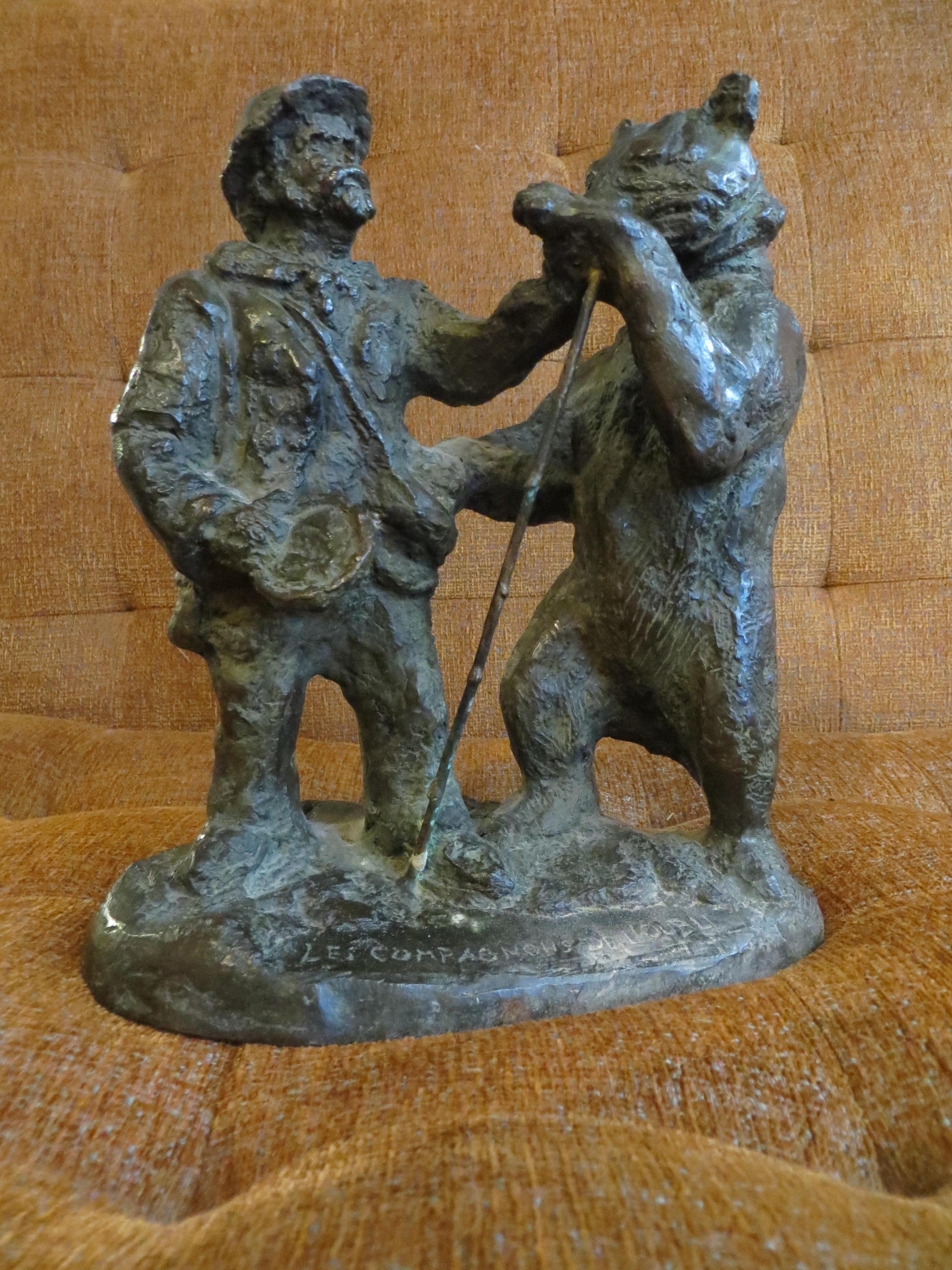 Les Compagnons De L'Oubli - Gold Figurative Sculpture by Robert Godefroy