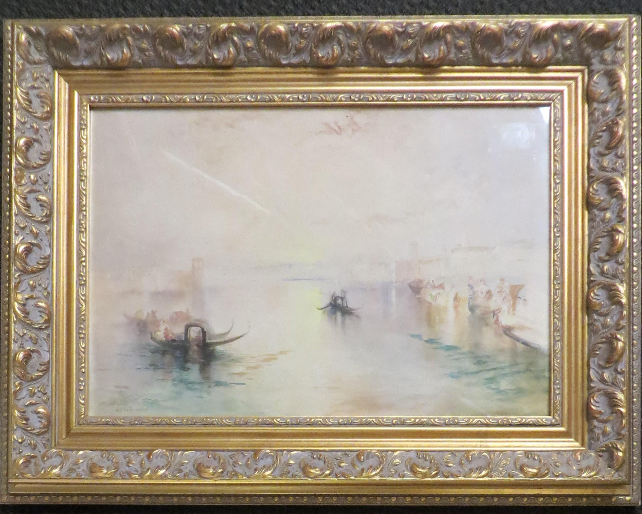 After Turner Pair of Venetian Canal Scenes - Impressionist Art by Unknown