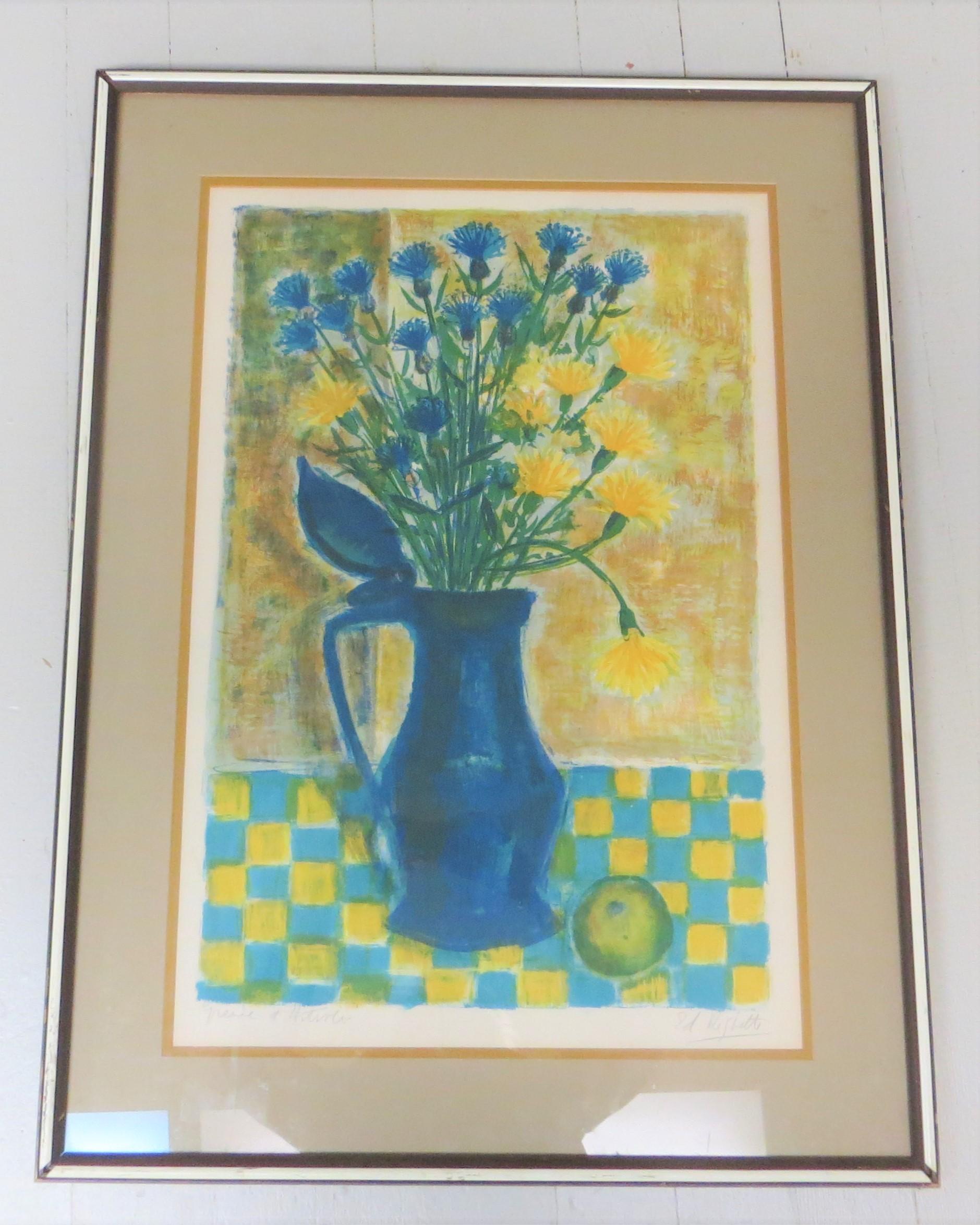Flowers  in a Vase  - Contemporary Print by Edouard Righetti 