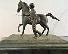 Horse with a Boy, Bronze Signed 