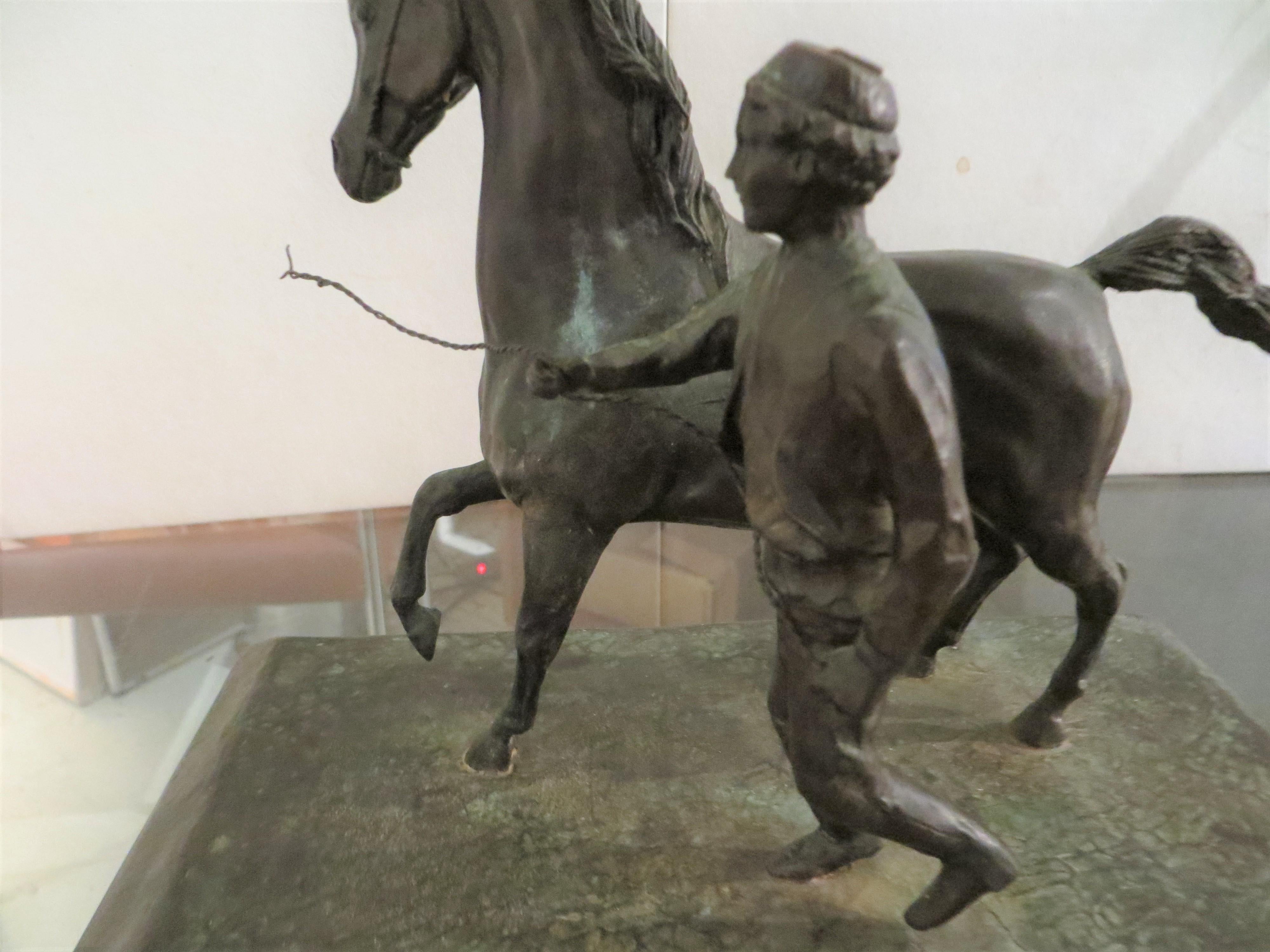 Horse with a Boy, Bronze Signed  - American Modern Sculpture by  Littlejohn Melinda