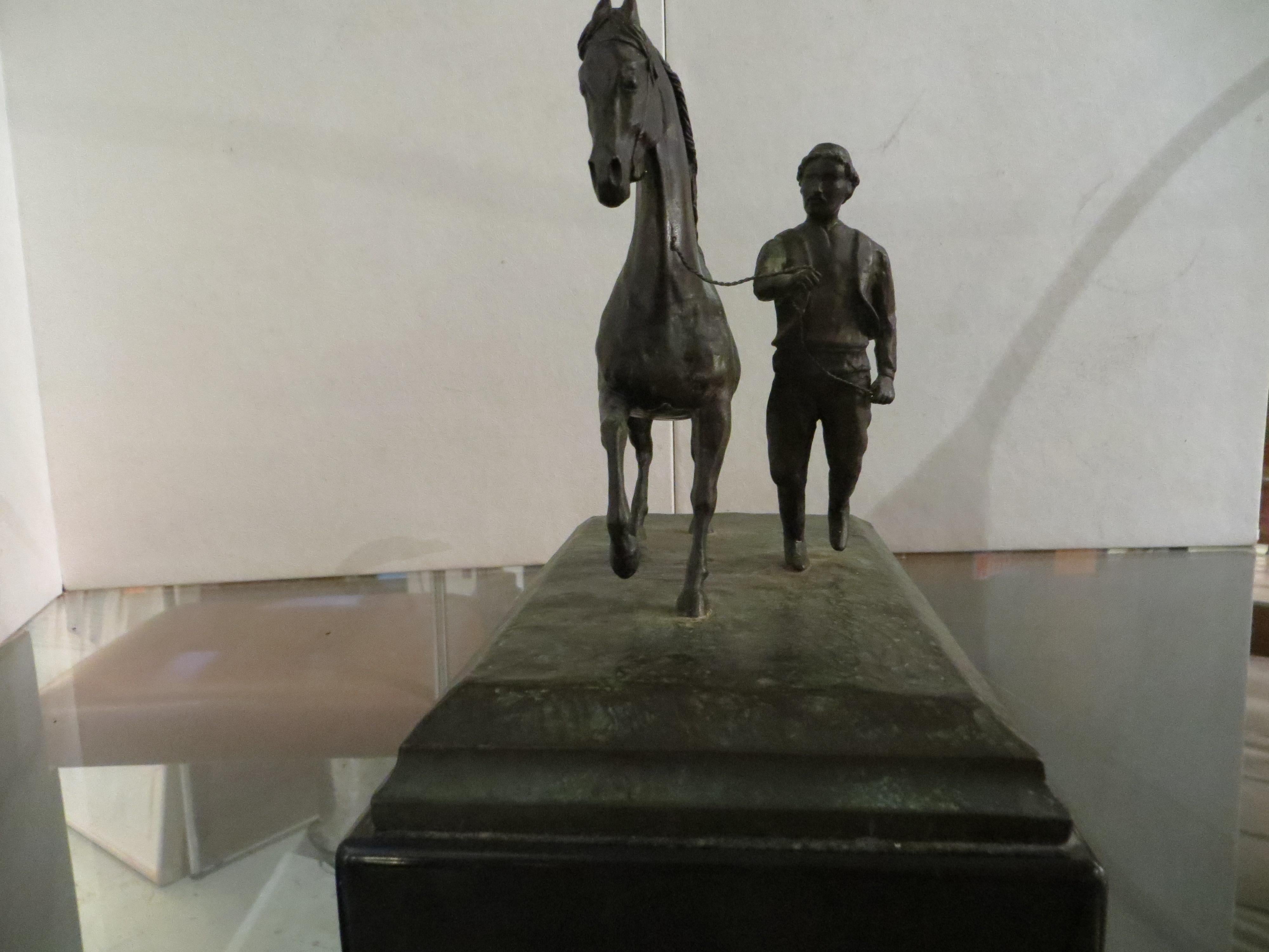 Horse with a Boy, Bronze Signed  1