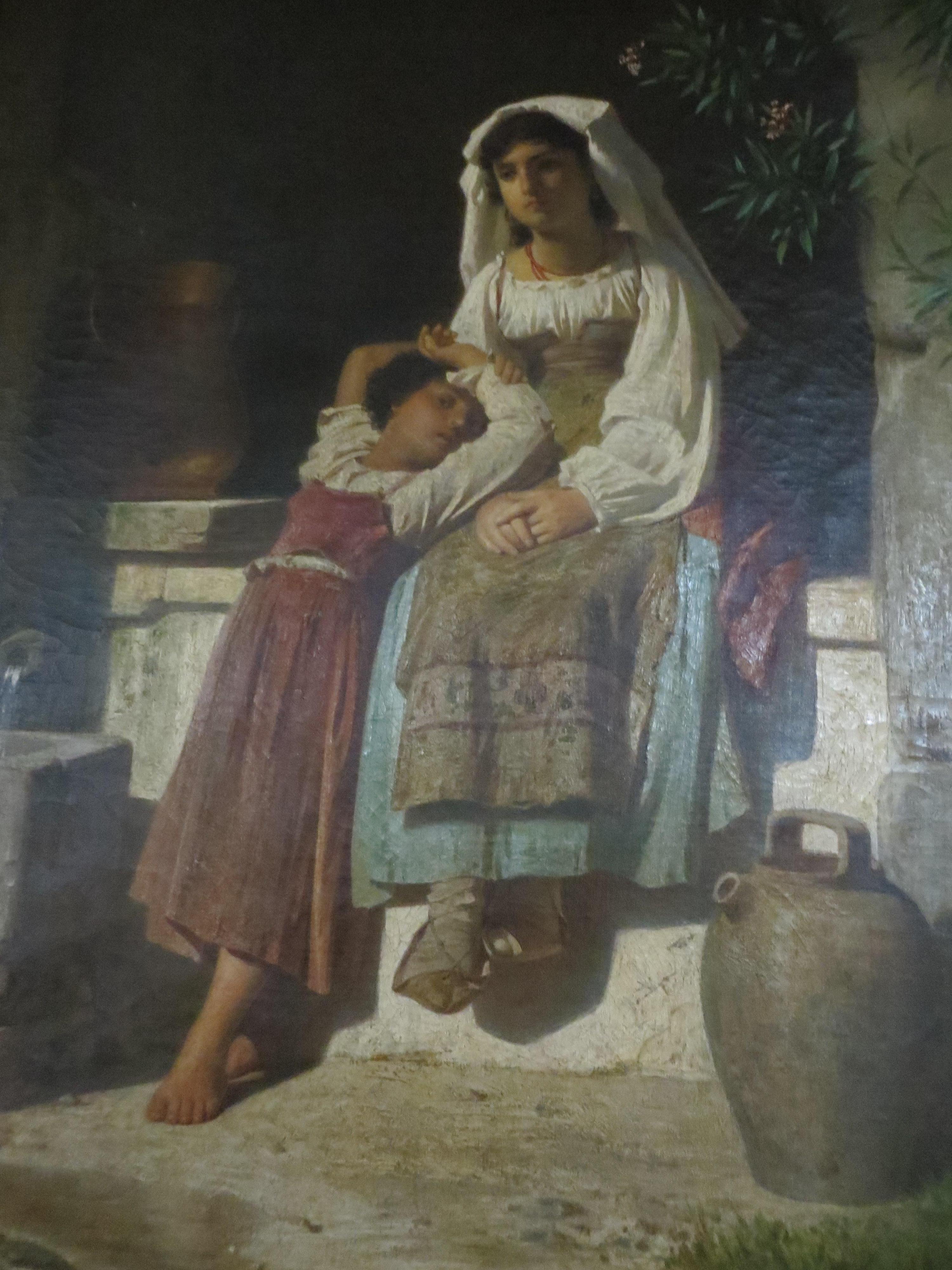 Mother and Child  - Italian School Painting by Ferdinant von Piloty