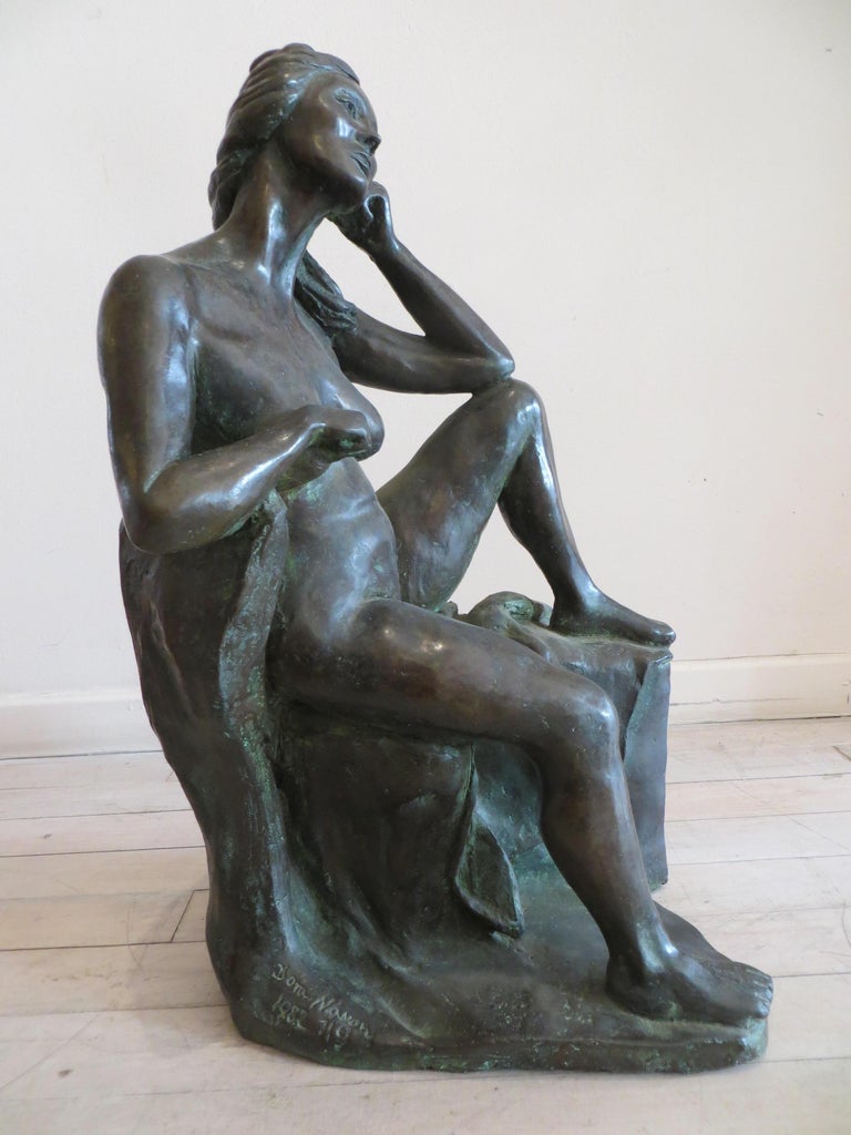 Seated Nude Woman - American Modern Sculpture by Dora Navon