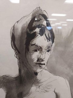 Sitzender Akt  Tusche und Waschzeichnung von Emil Kosa Jr.