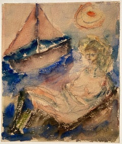 Vintage NUDE WITH SAIL BOAT