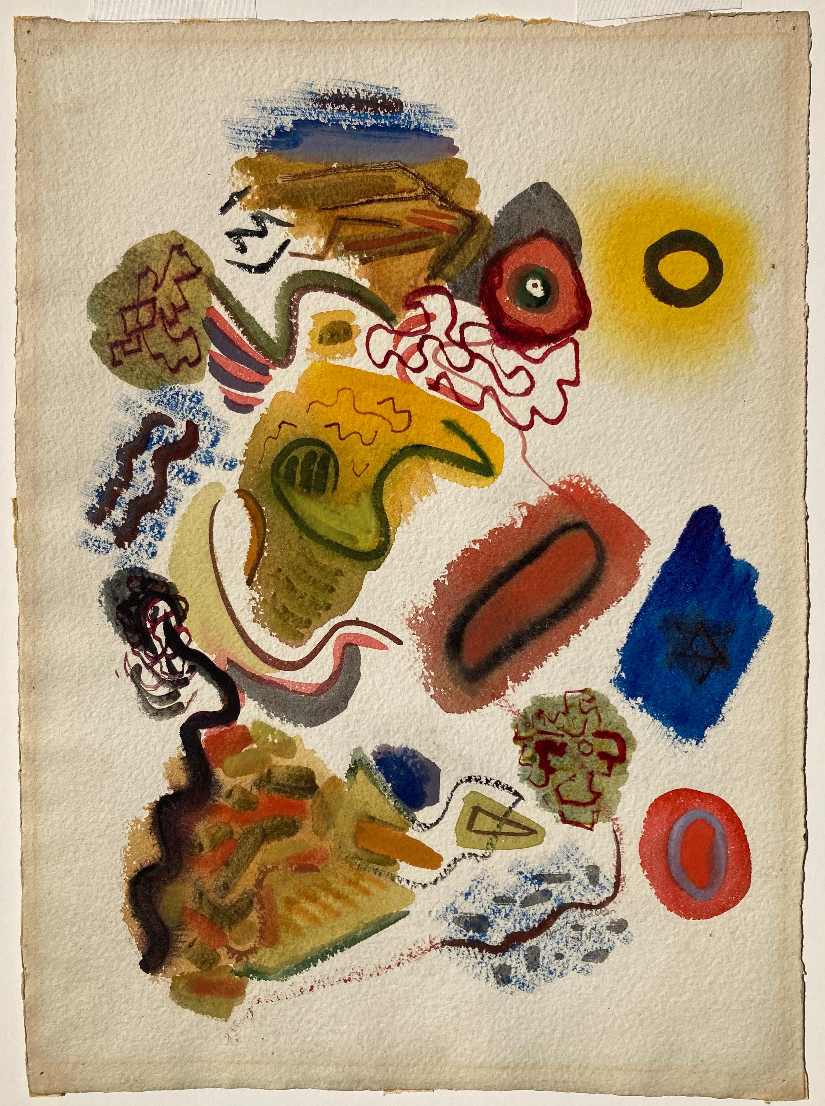 HENRY MILLER (1891 – 1980)

ABSTRACTION,  1946
Original watercolor, signed and dated in pencIl in the image lower right. Image, 14 x 10”. Full sheet 15 ½ x 11 ¼ with deckle edges. Miller, author of Tropic of Cancer, Tropic of Capricorn, Black