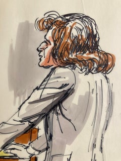 ELLSBERG - PENTAGON PAPERS TRIAL - Original Drawing - Leonard Weinglass Attorney