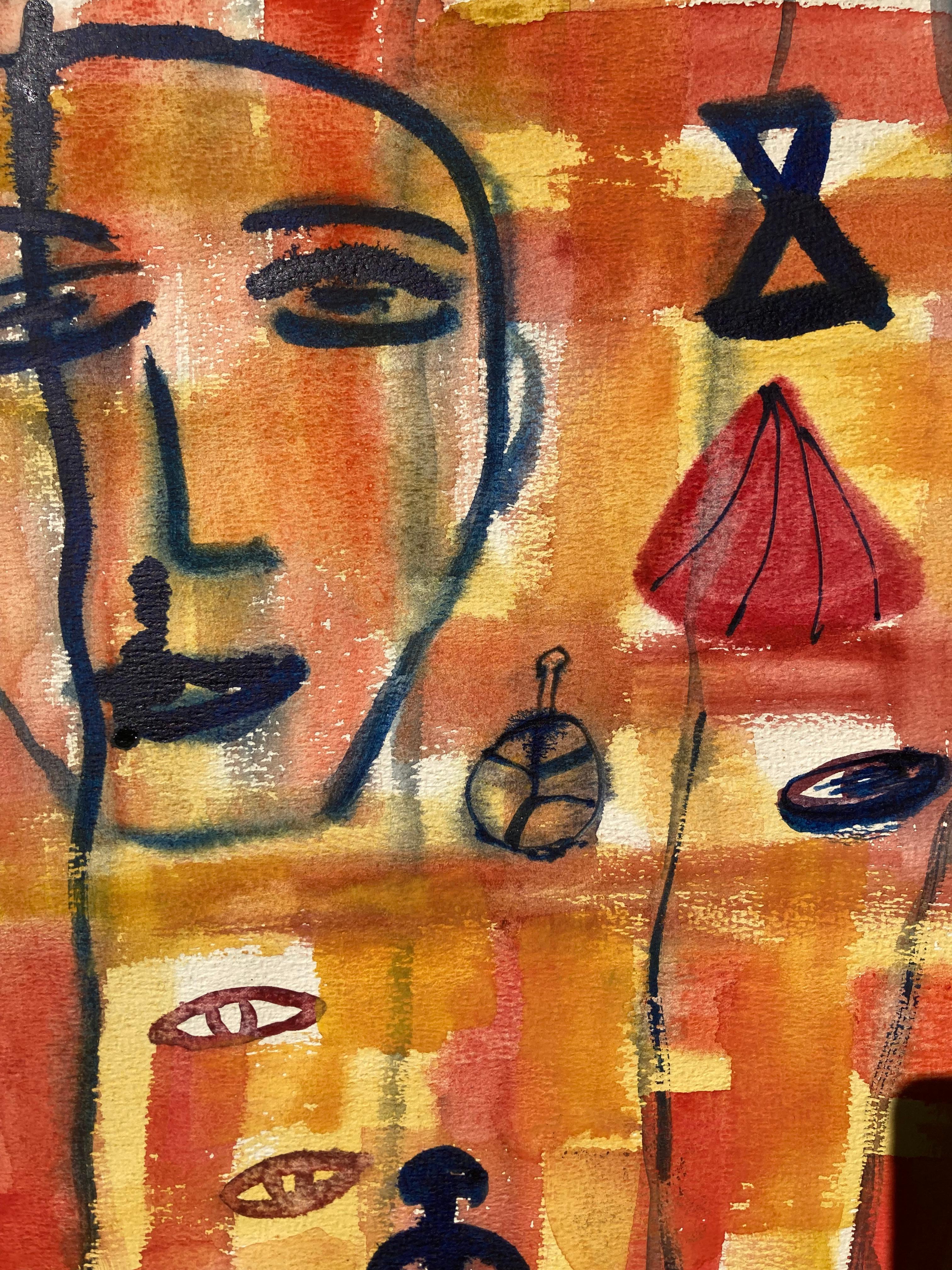(ORANGEFARBENES ABSTRAKTES GESICHT) (Amerikanische Moderne), Art, von Henry Miller