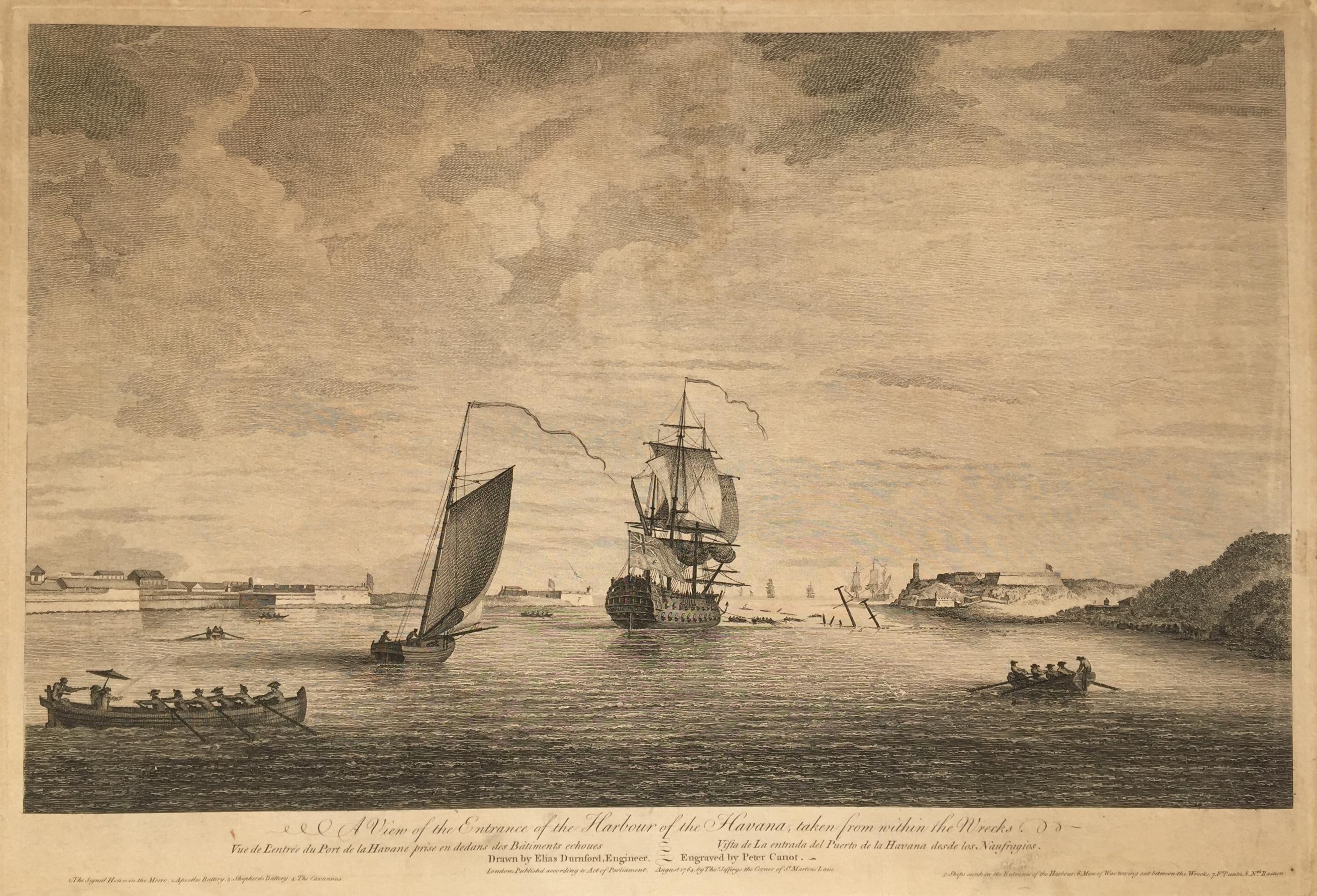 Early View of HAVANA HARBOR, Cuba - Print by Elias Durnford