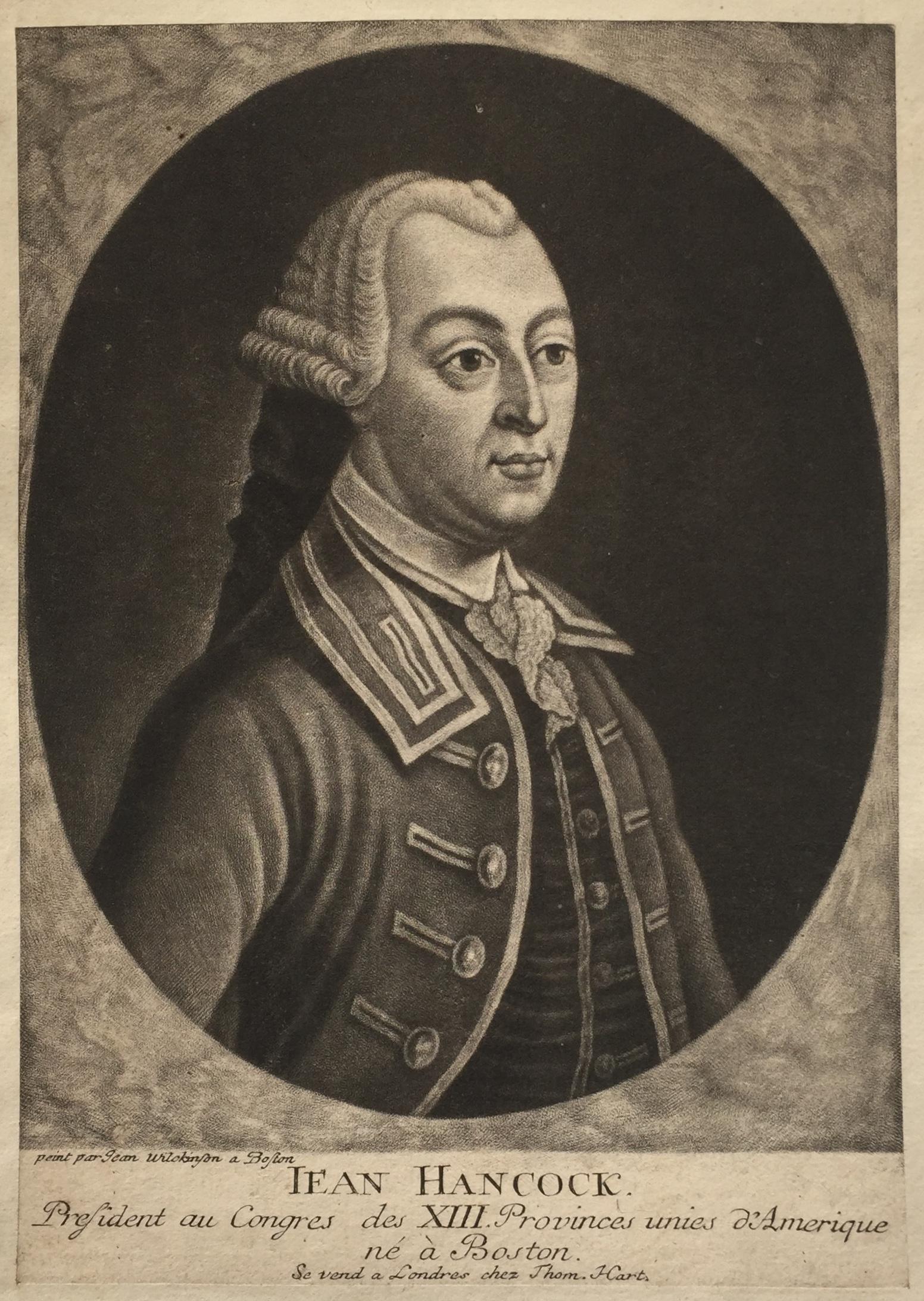 John Wilkinson Portrait Print -  JOHN HANCOCK - Lifetime Portrait  - Signer of the Declaration of Independence 