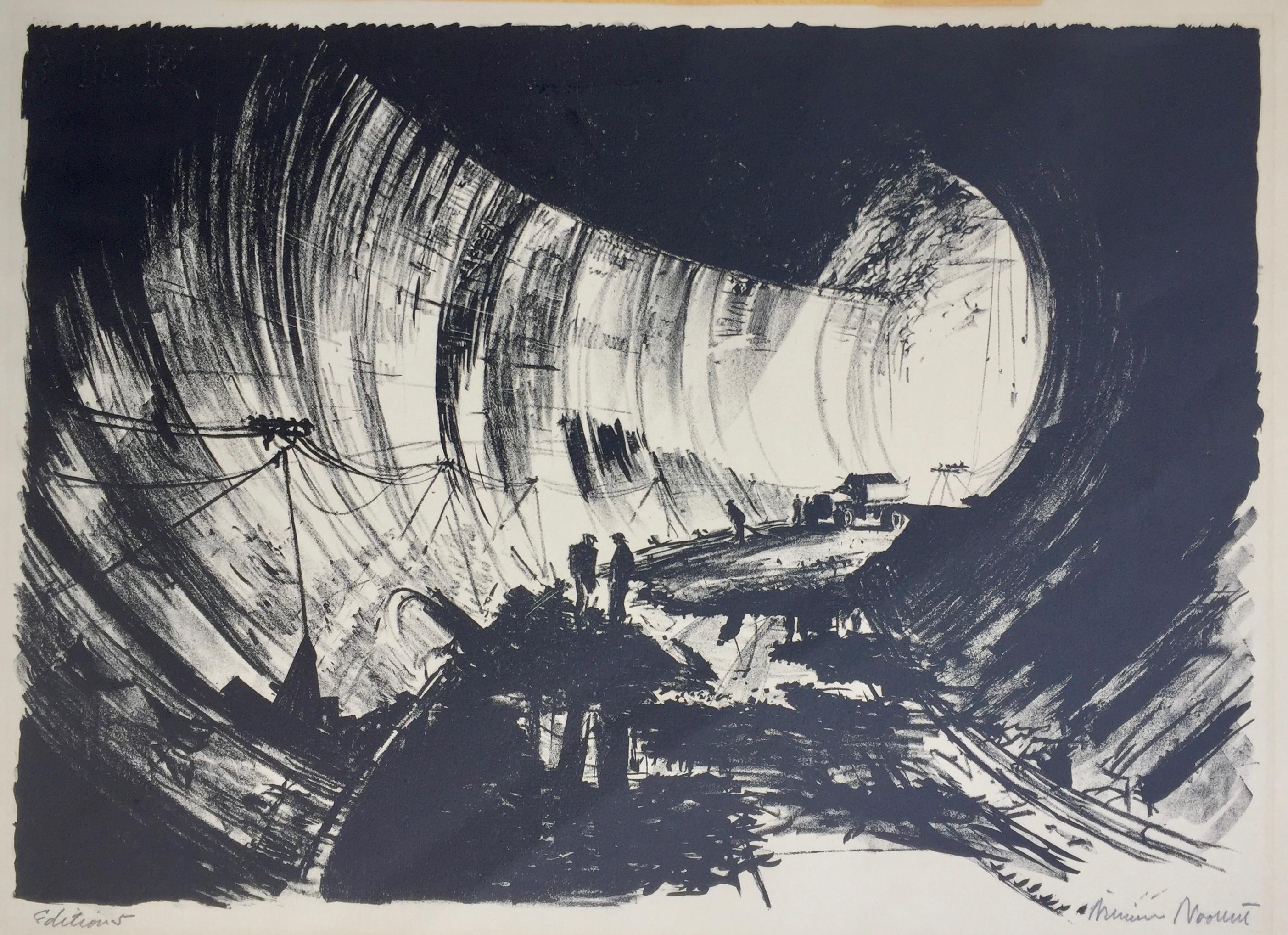 William Woollett Landscape Print - Interior View of Tunnel 1 -  (Building of Hoover Dam)