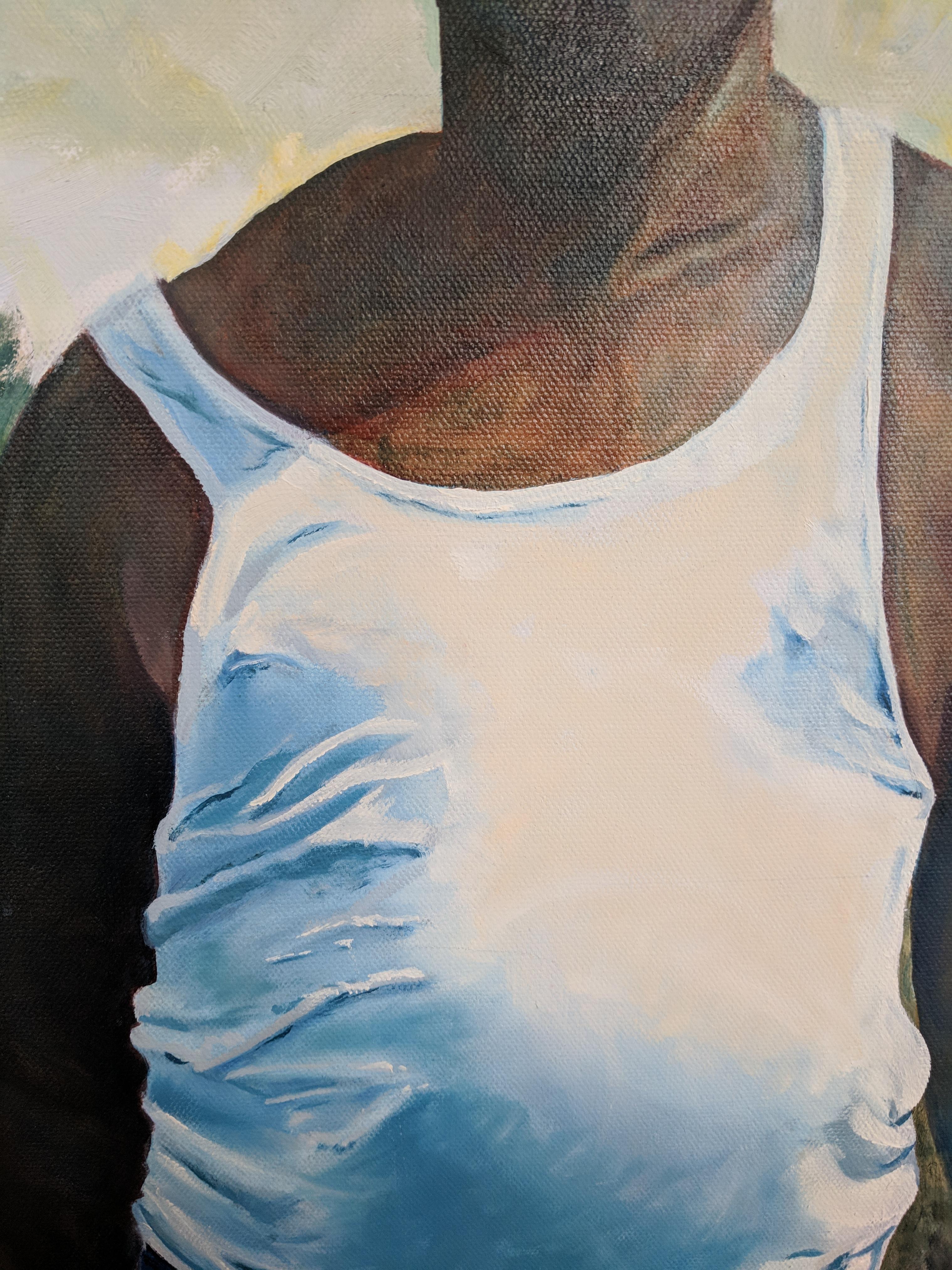 Esitazione - Figurative Painting Grigio di Barbara Masterson