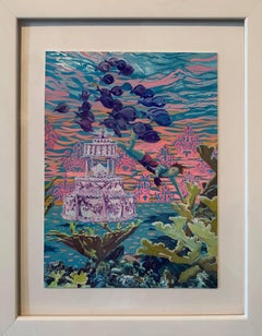 Gouache-Gemälde -- Daunen unten