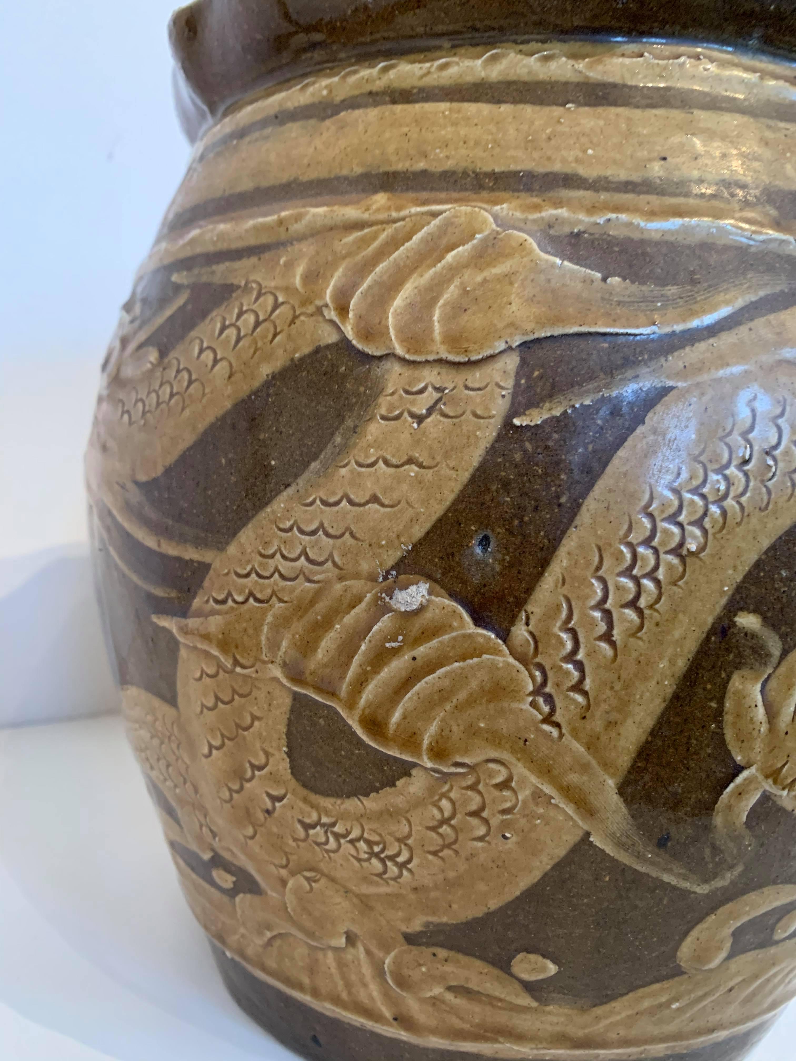 Jardinière en céramique émaillée Dragon chinois du 19e siècle  en vente 2