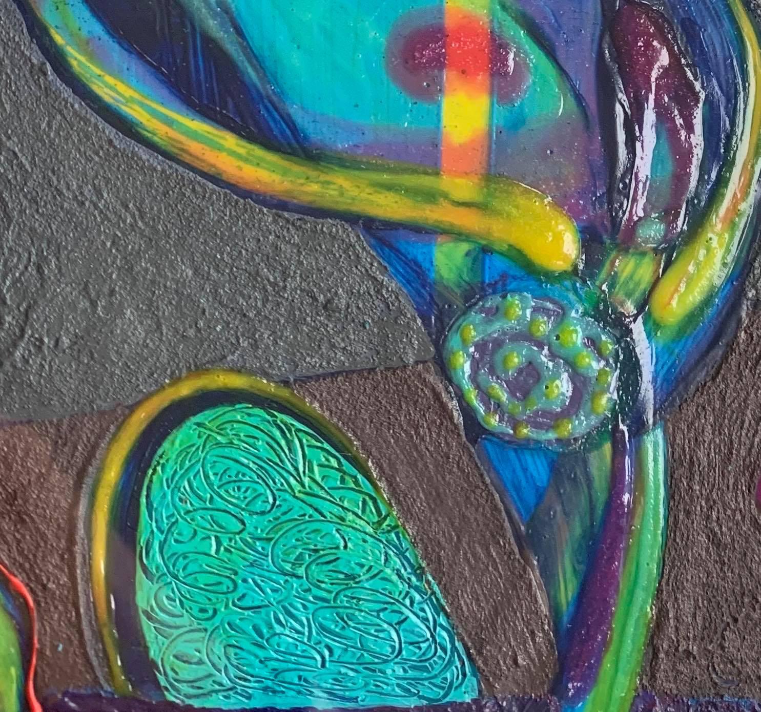 Acrilico su carta - Vetro filato Mayday - Abstract Painting Grigio di Willie Marlowe