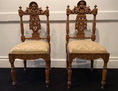 19th Century Pair of Hand-Carved Hall Chairs from Mexico