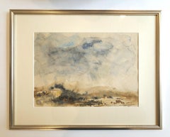 Gerahmtes Aquarell -- Landschaft in Brown