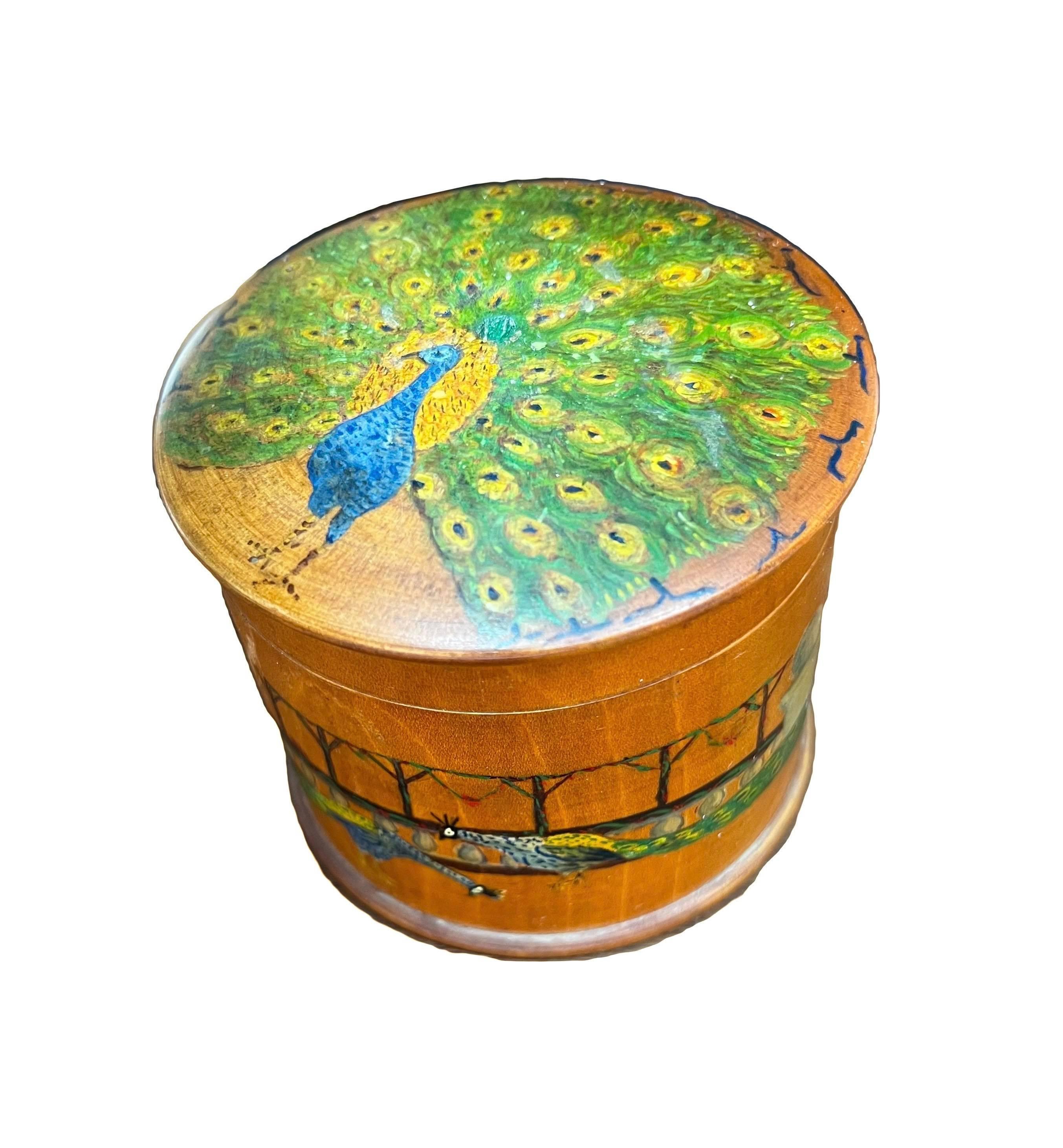 Boîte à cordes victorienne en bois peinte à la main  - Art de Unknown