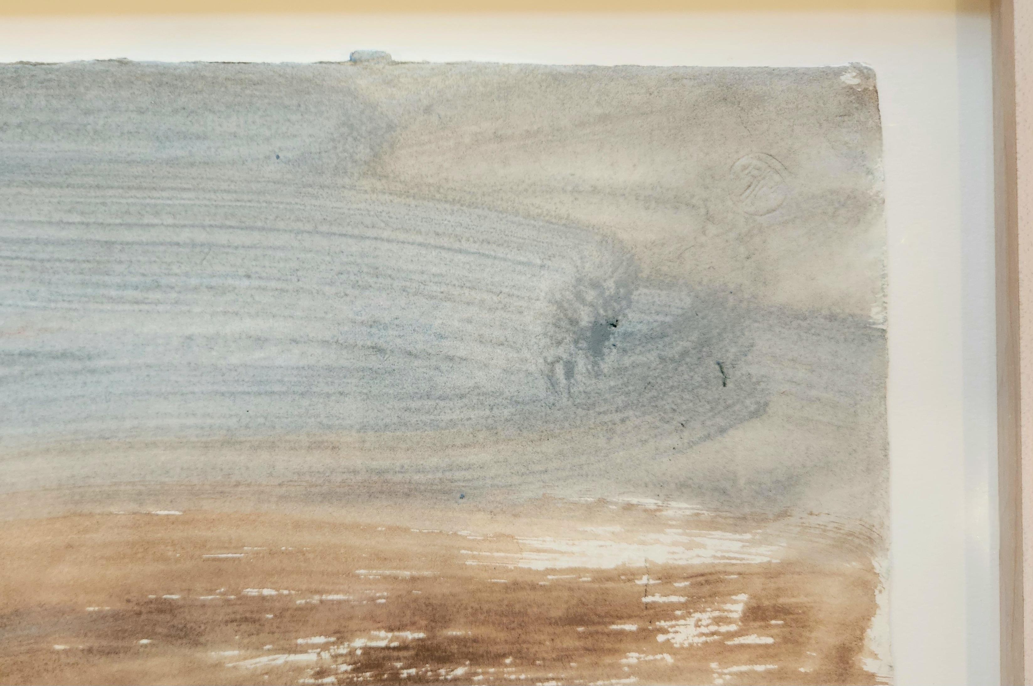 Peinture à l'aquarelle - paysage abstrait en céramique - Gris Landscape Art par Patricia Kerr Ross