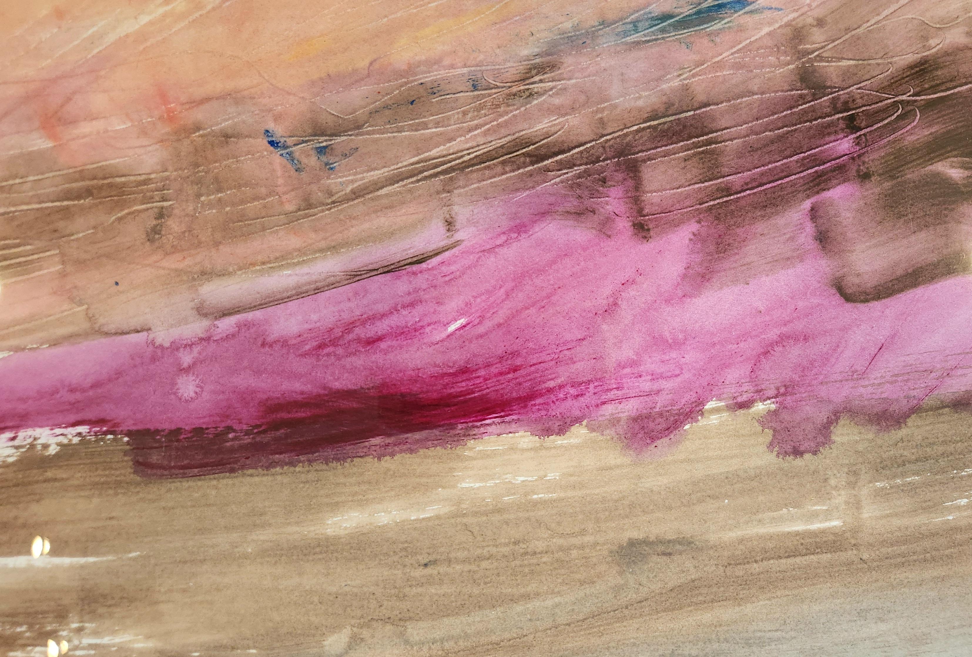 Peinture à l'aquarelle - paysage abstrait en céramique en vente 1