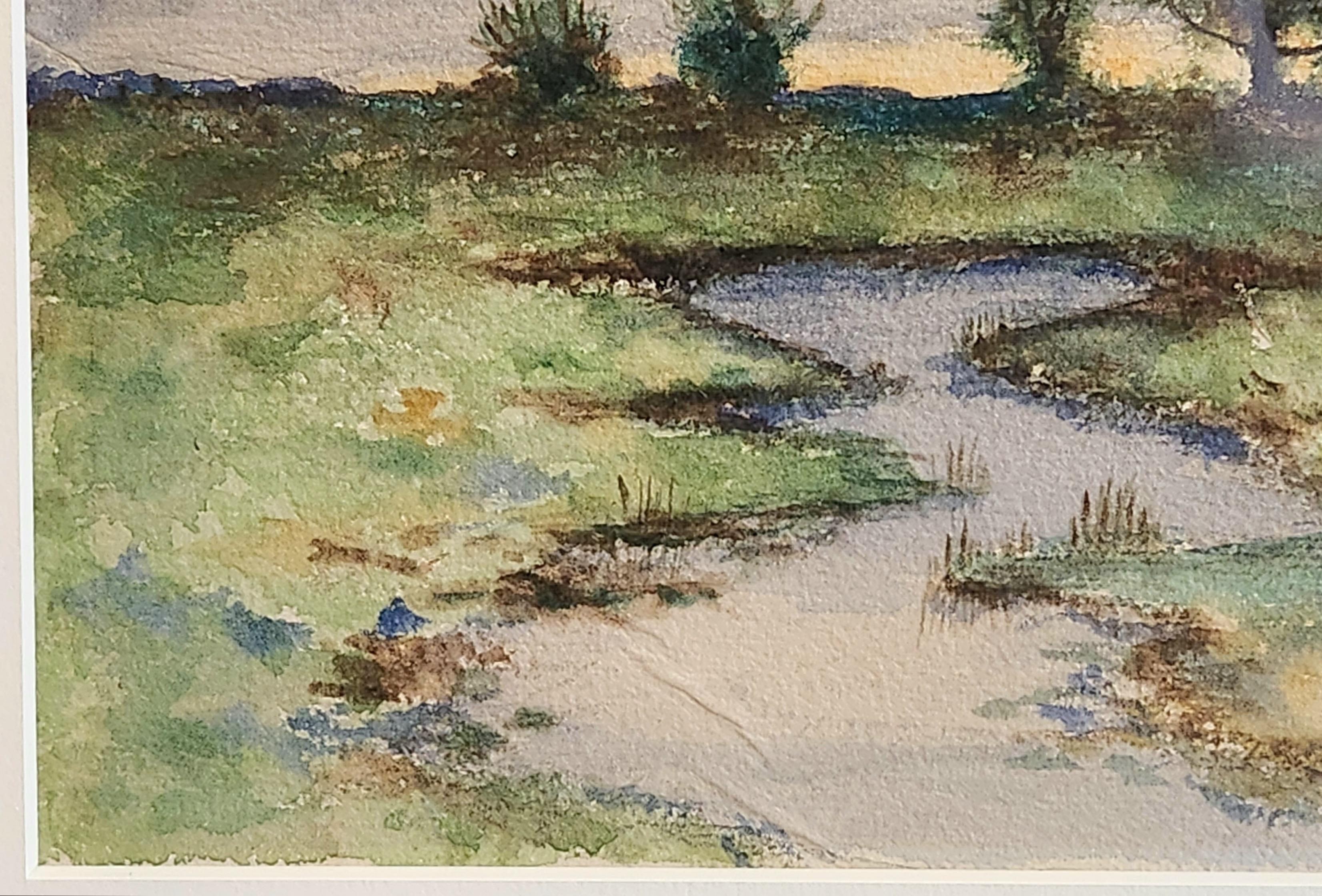 Pittura di paesaggi ad acquerello -- Paesaggio del Nord in vendita 1