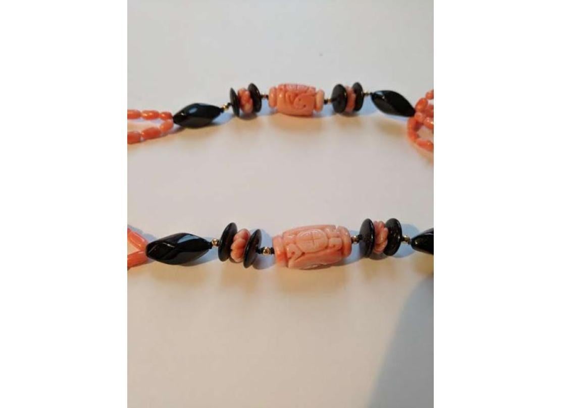 Coral & Onyx Necklace For Sale 2